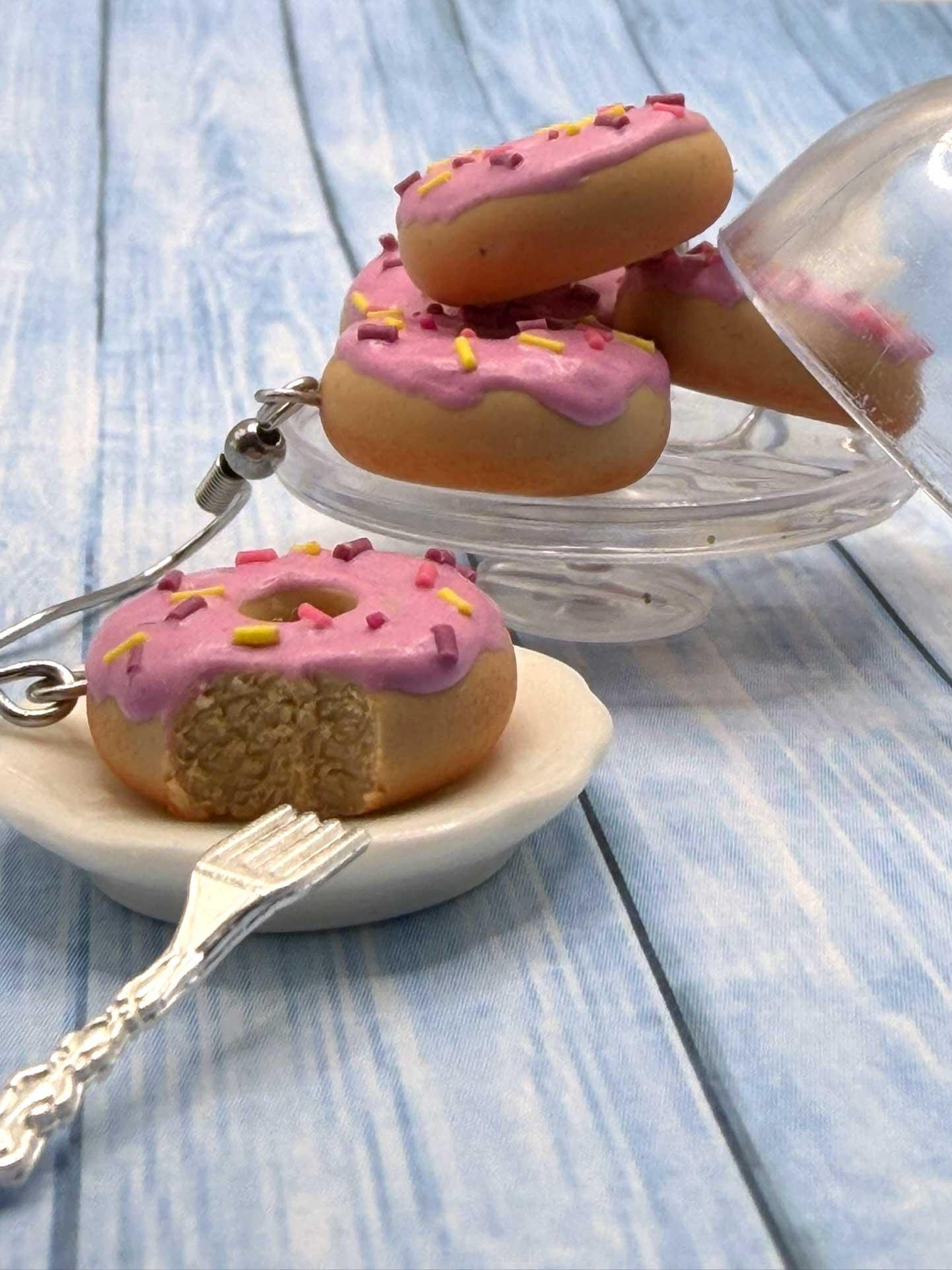 Náušnice Jahodové donuty visací