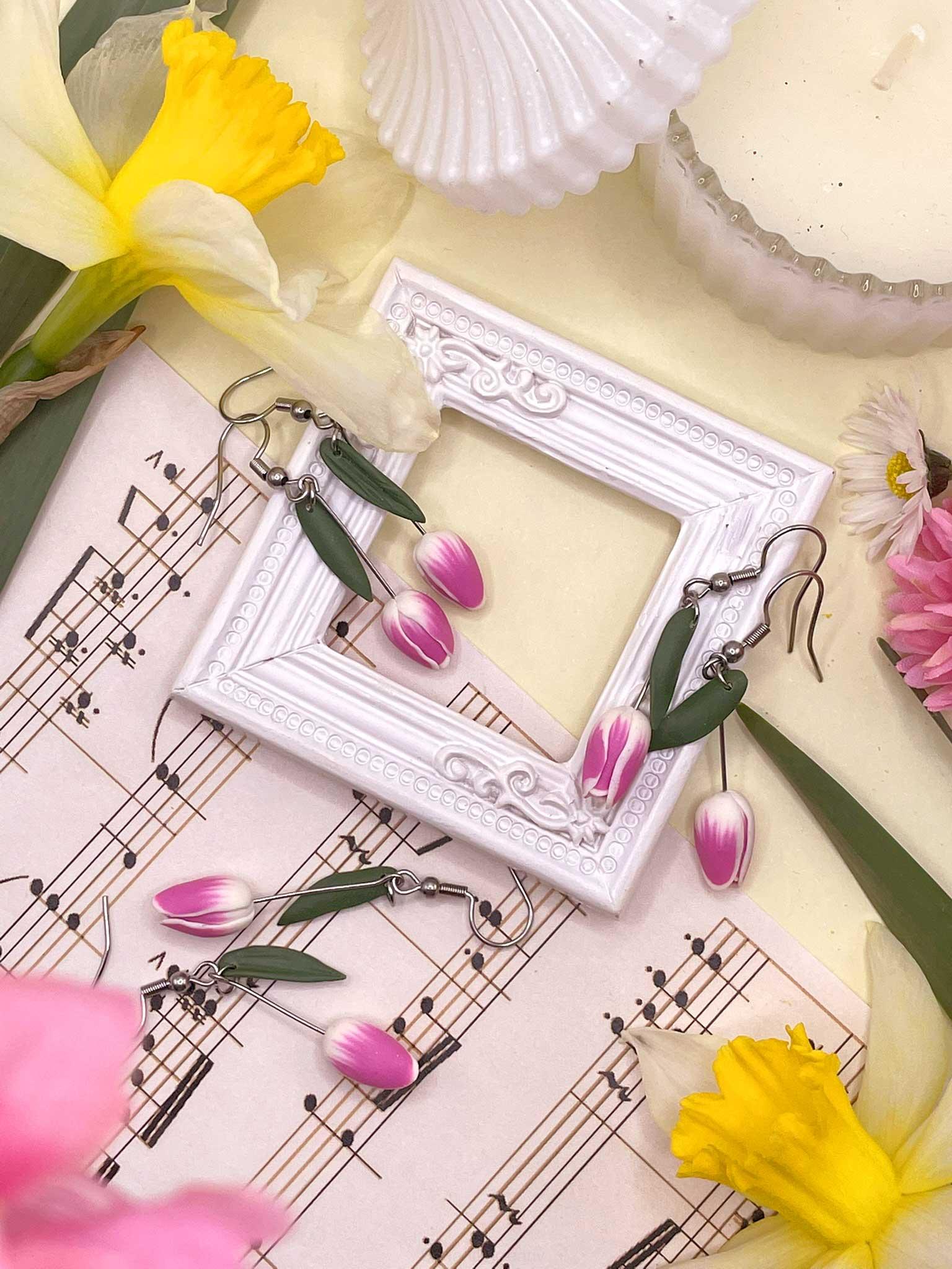 Náušnice tulipány visací