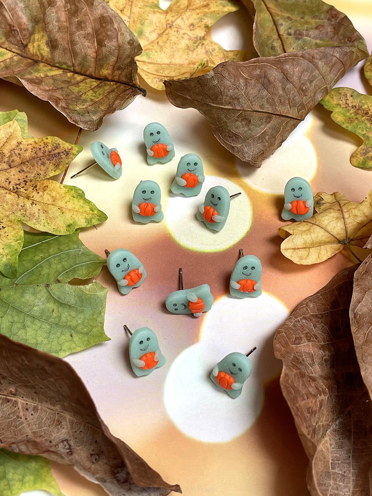 Náušnice duchové s dýní - svítící