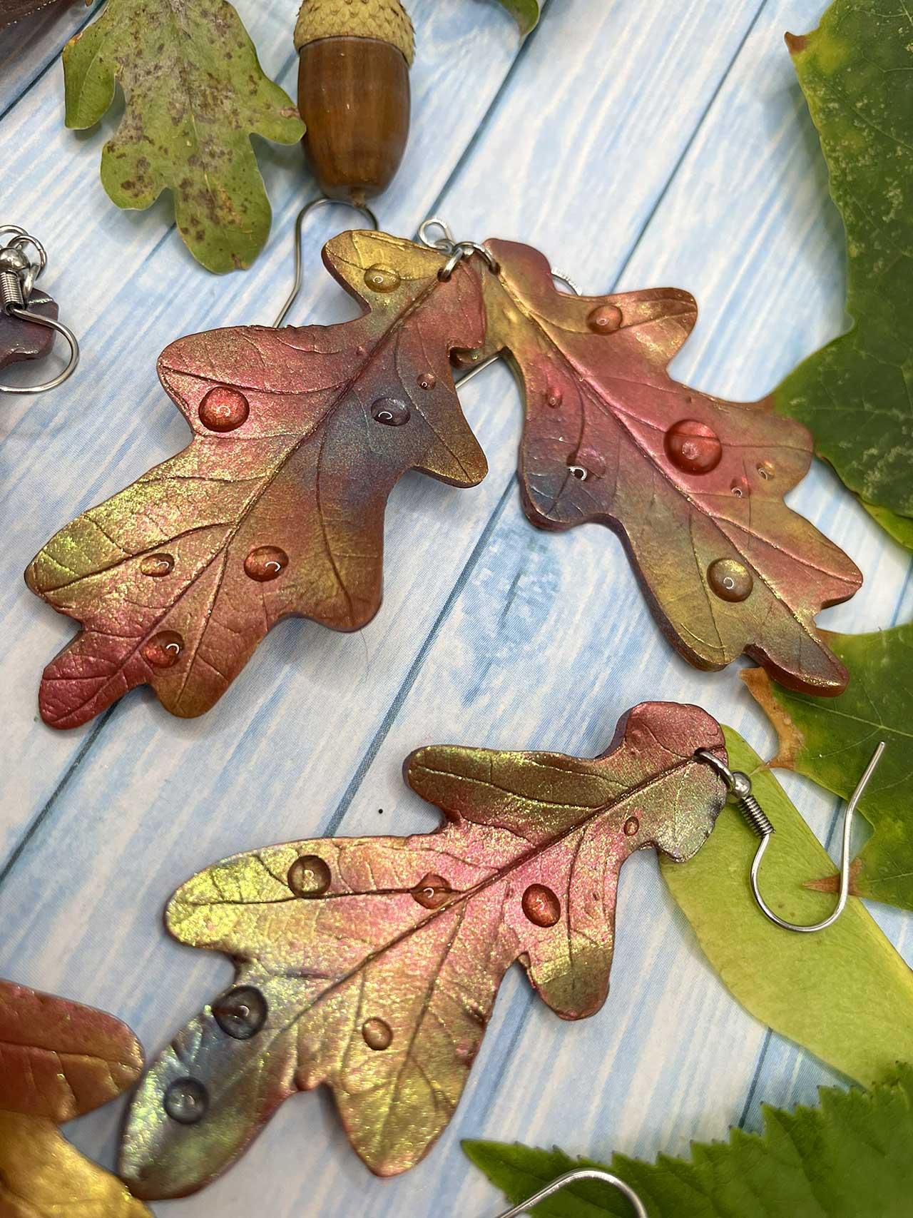 Náušnice dubové listy