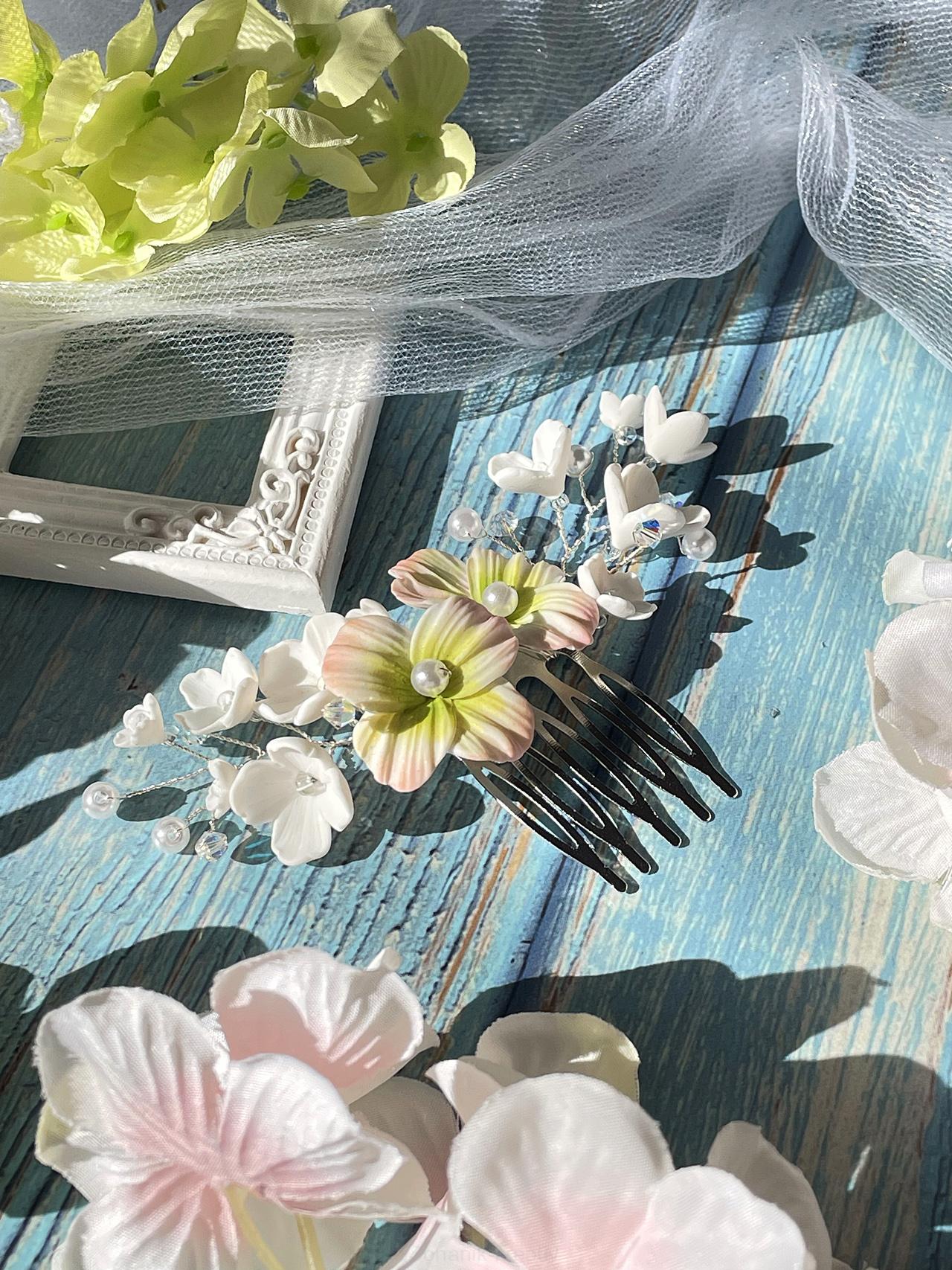 Zdobený hřebínek Hortenzie