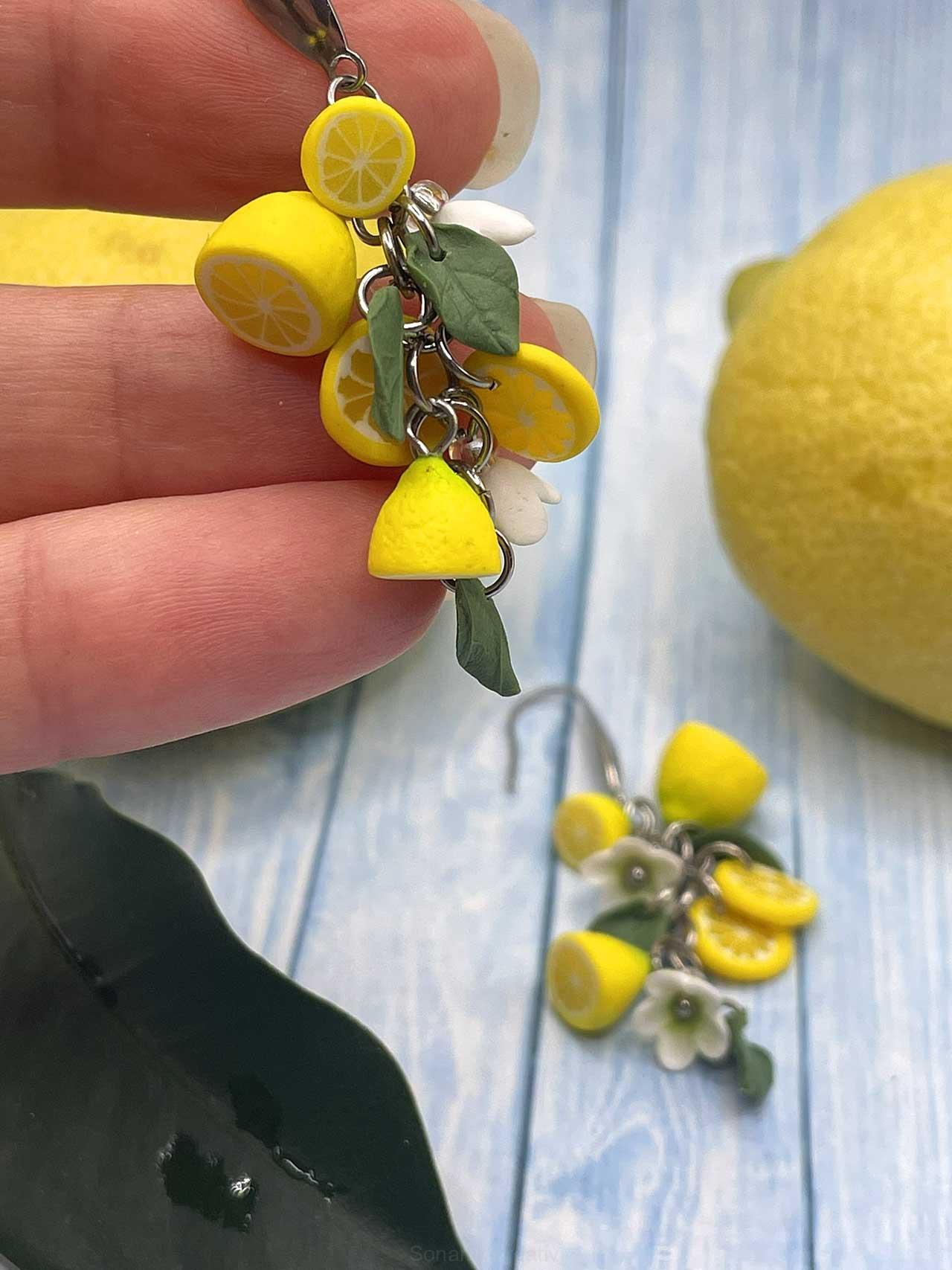 Náušnice citrony s květy