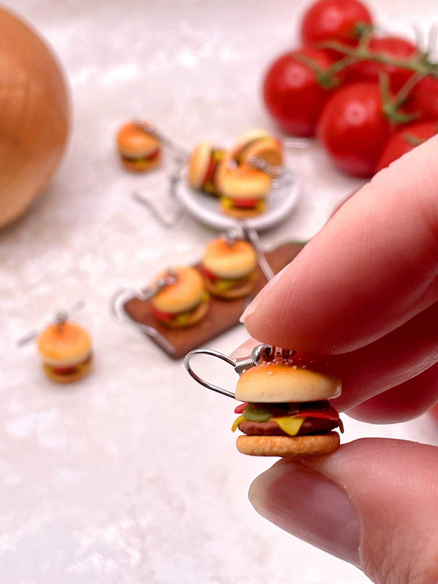 Náušnice hamburgery visací