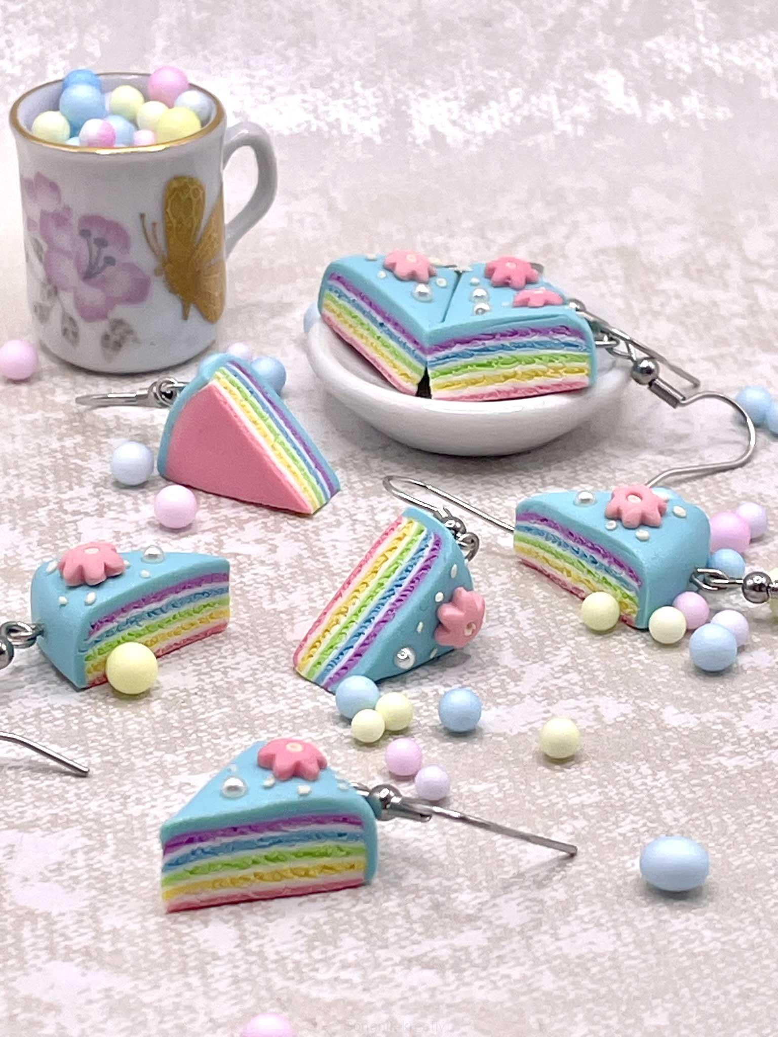 Náušnice Dort duhový