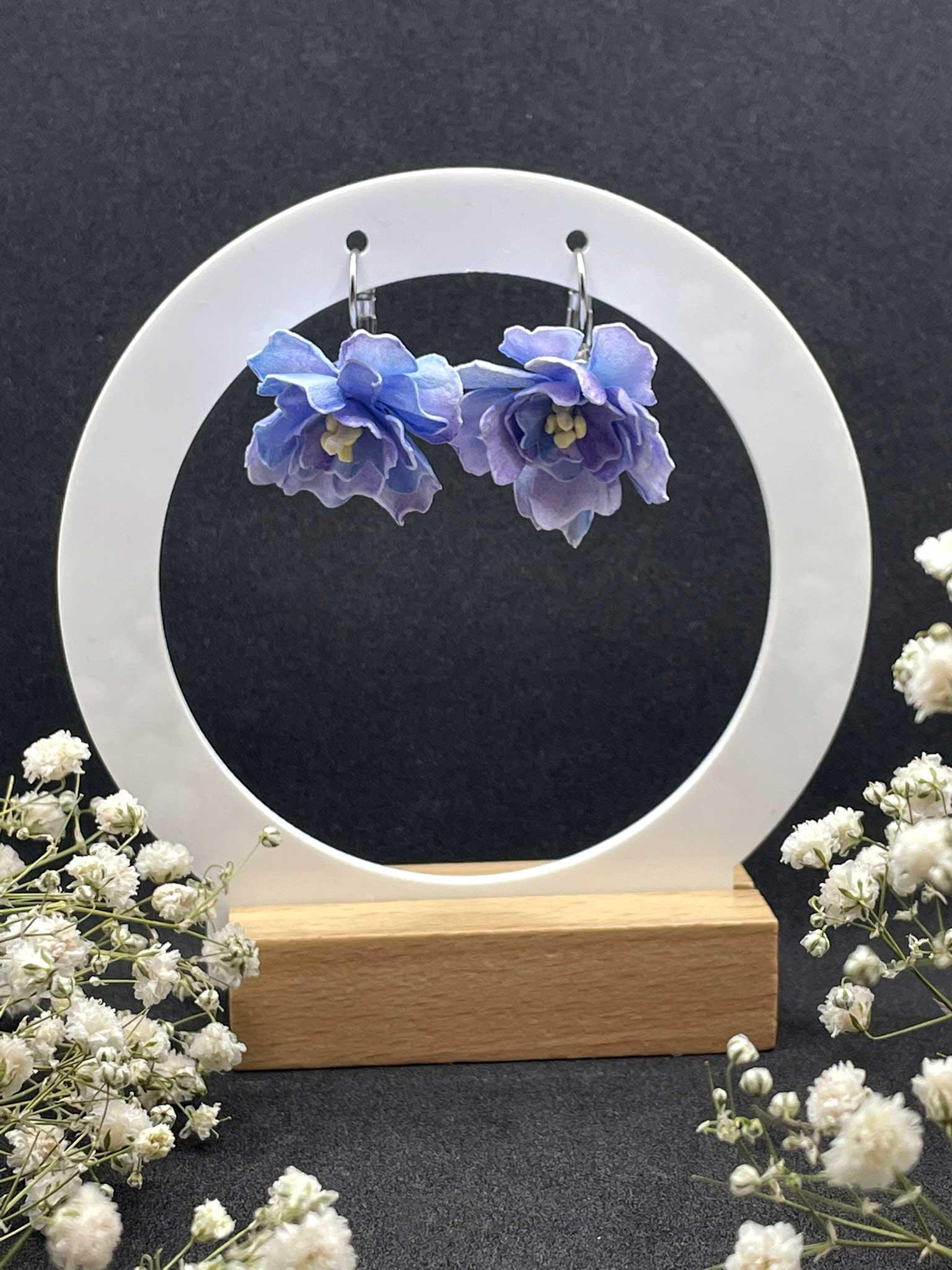 Náušnice Květy chrpy - visací