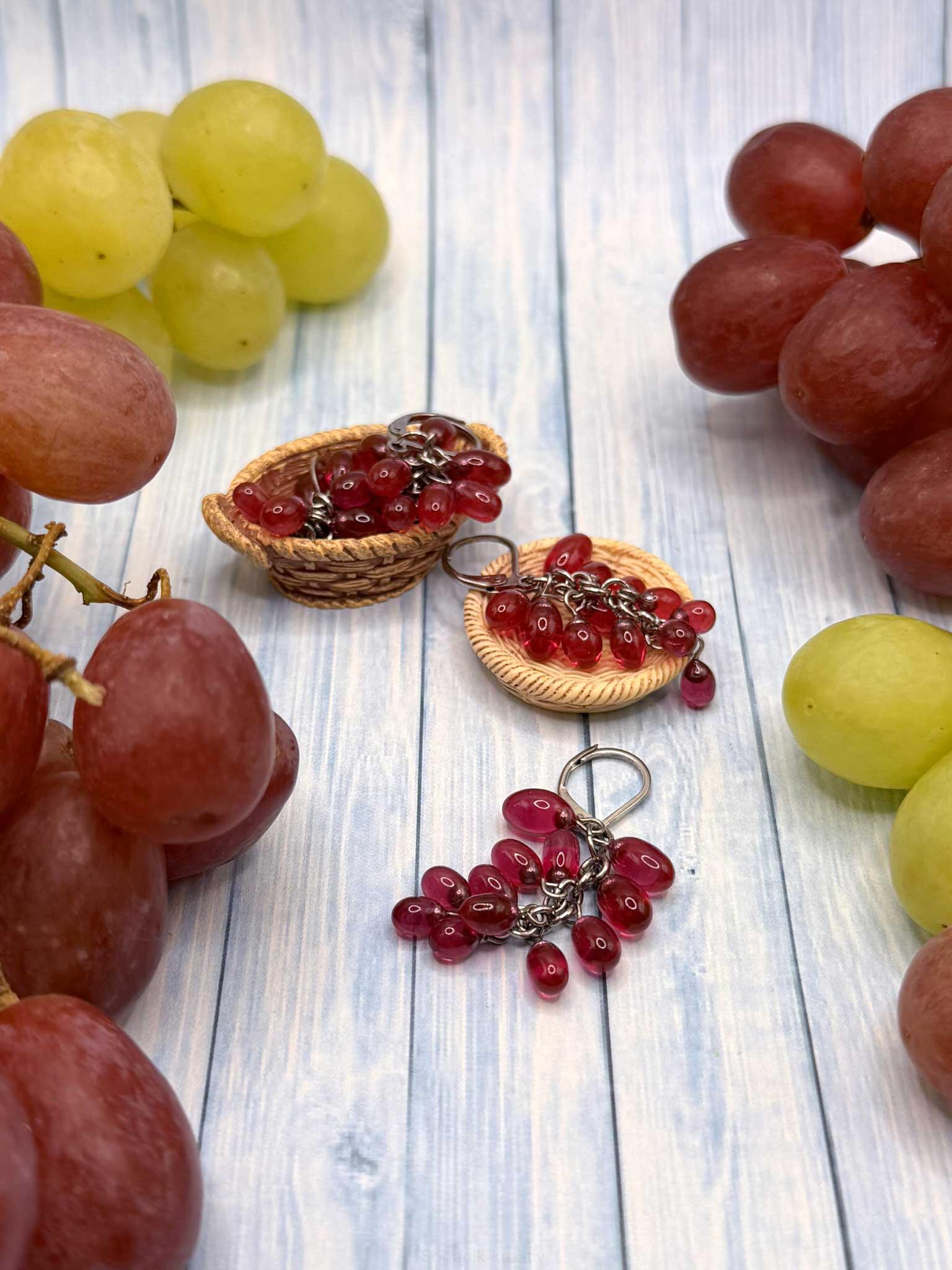 Náušnice Hrozny červené