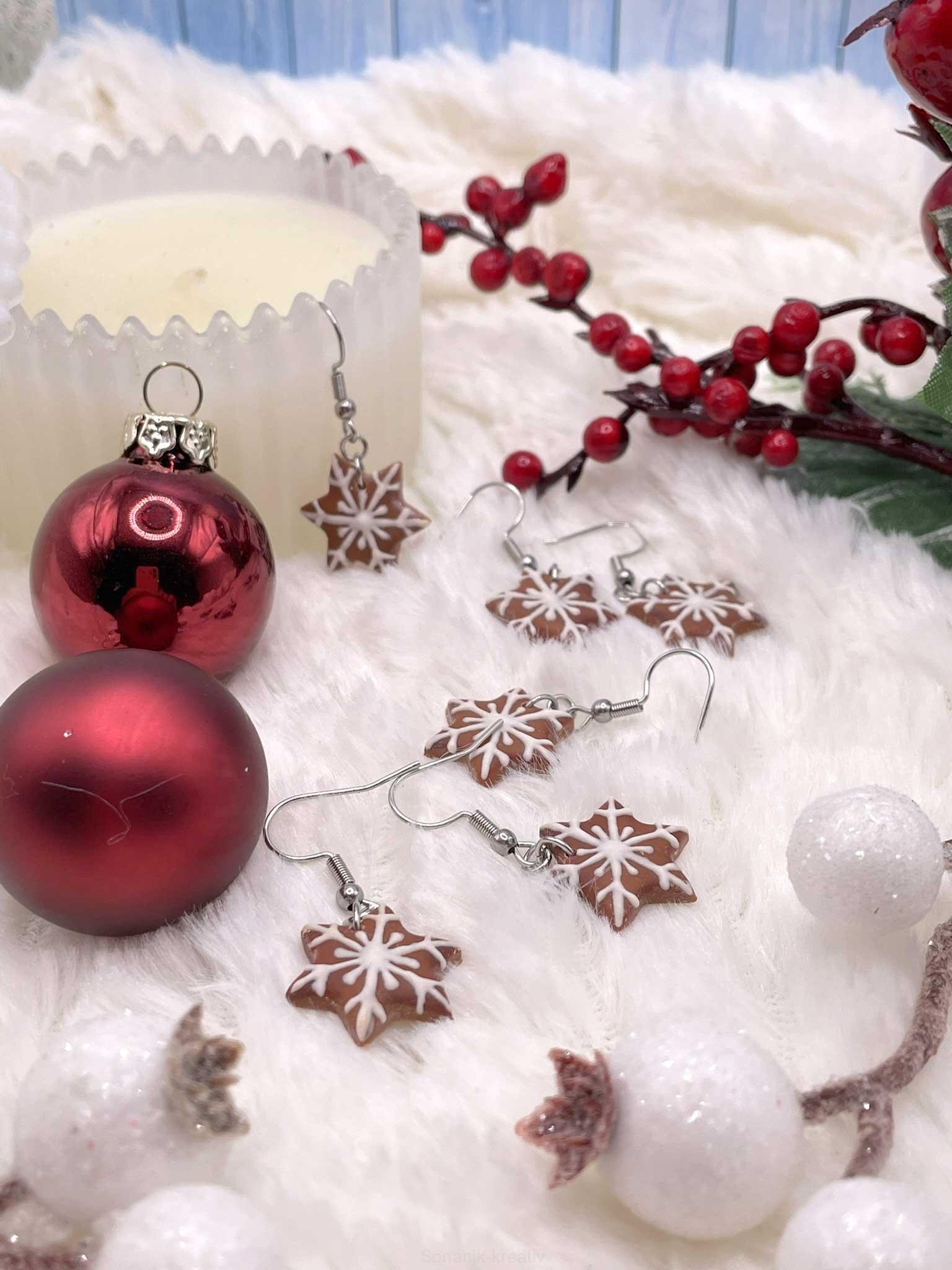 Náušnice vločky z perníku visací