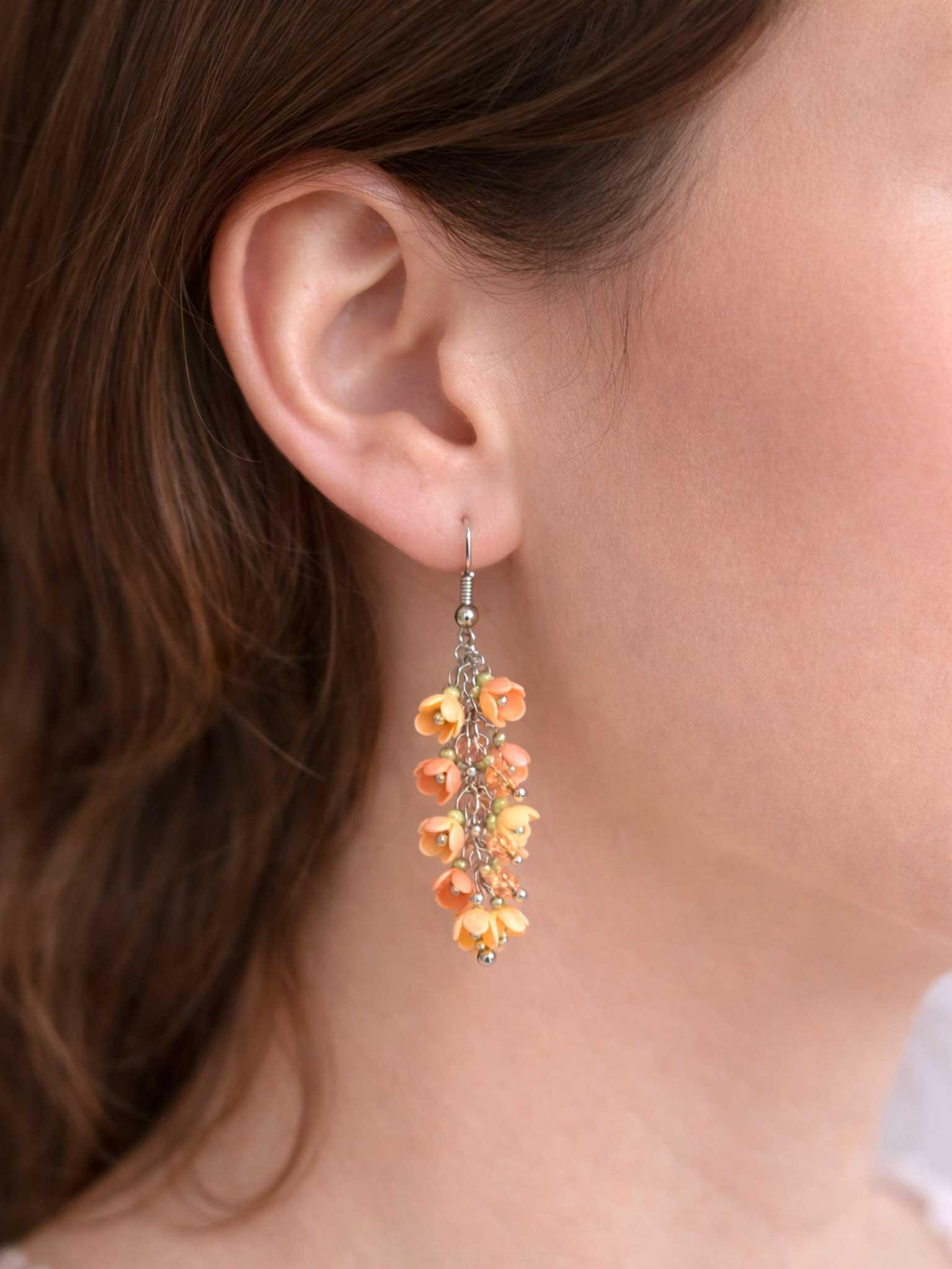 Náušnice broskvové květy