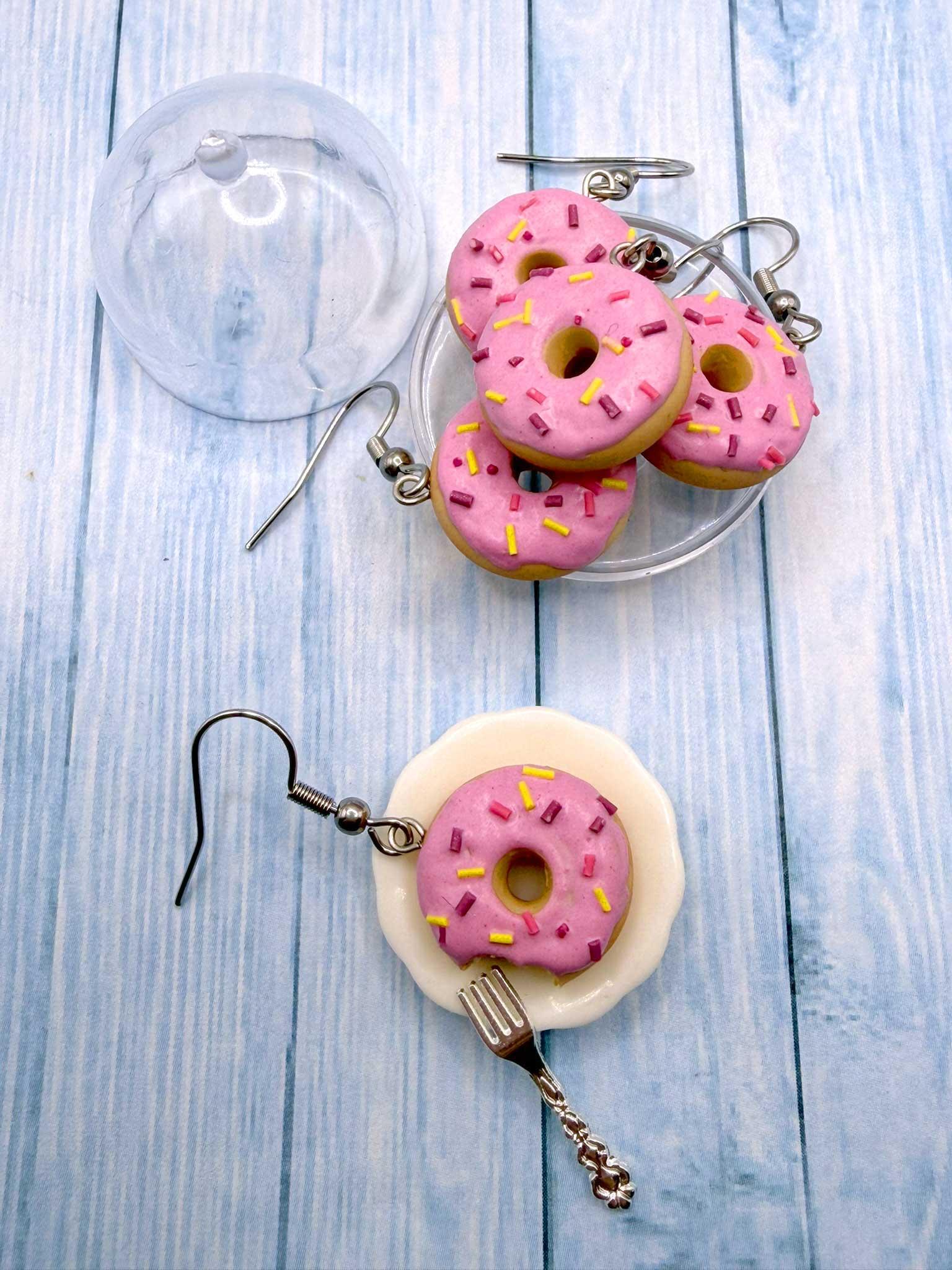 Náušnice Jahodové donuty visací