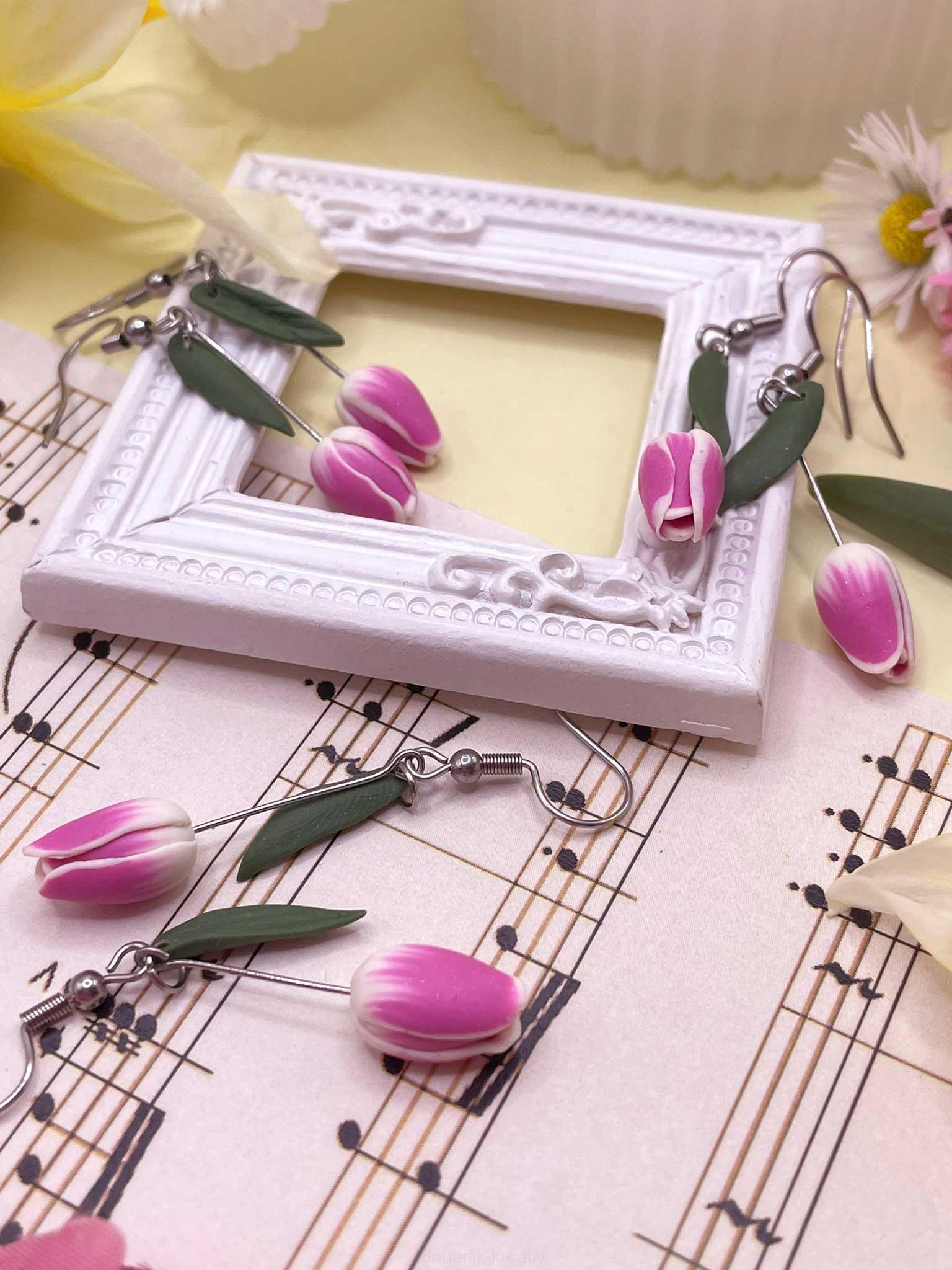 Náušnice tulipány visací