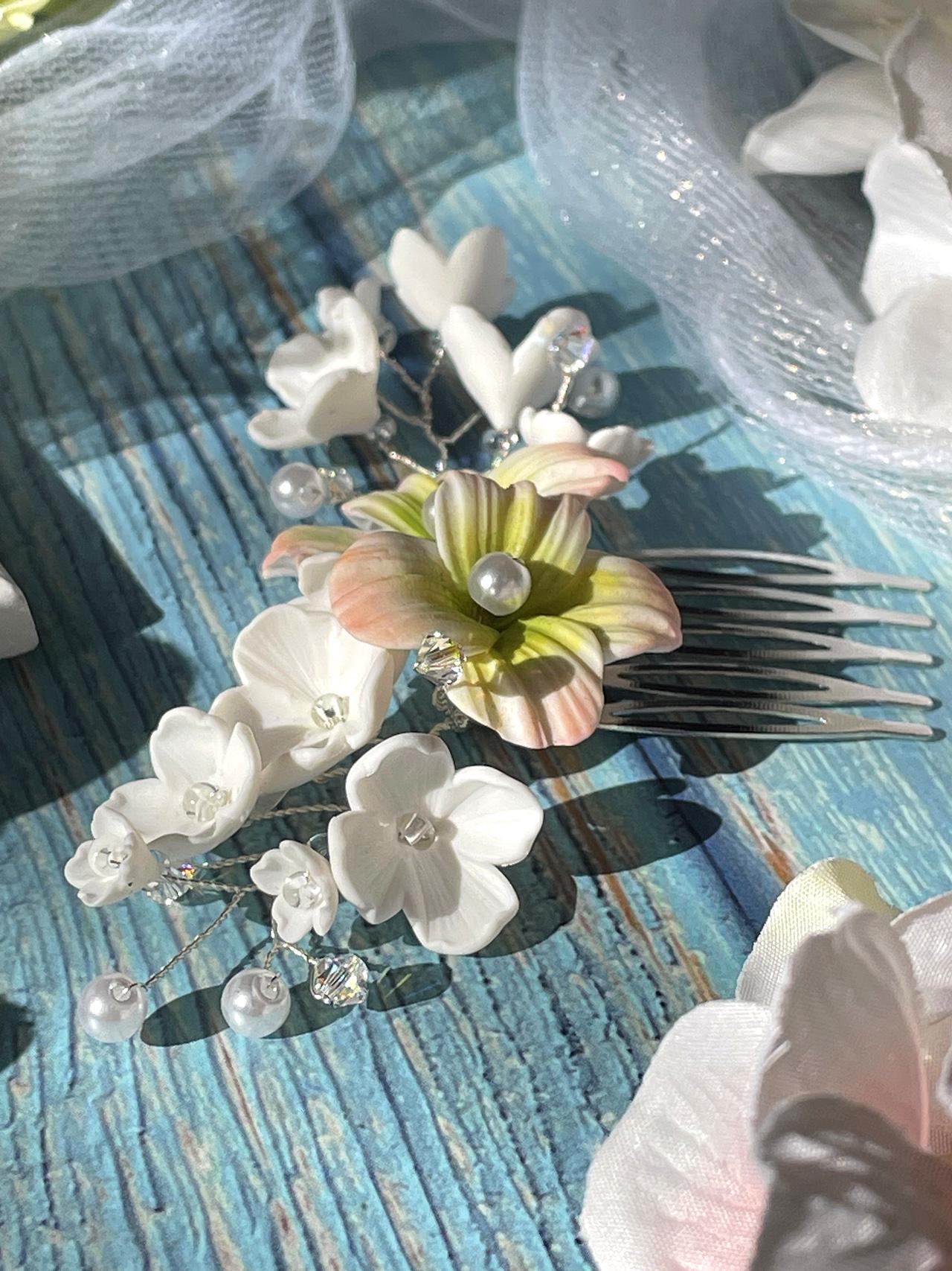 Zdobený hřebínek Hortenzie