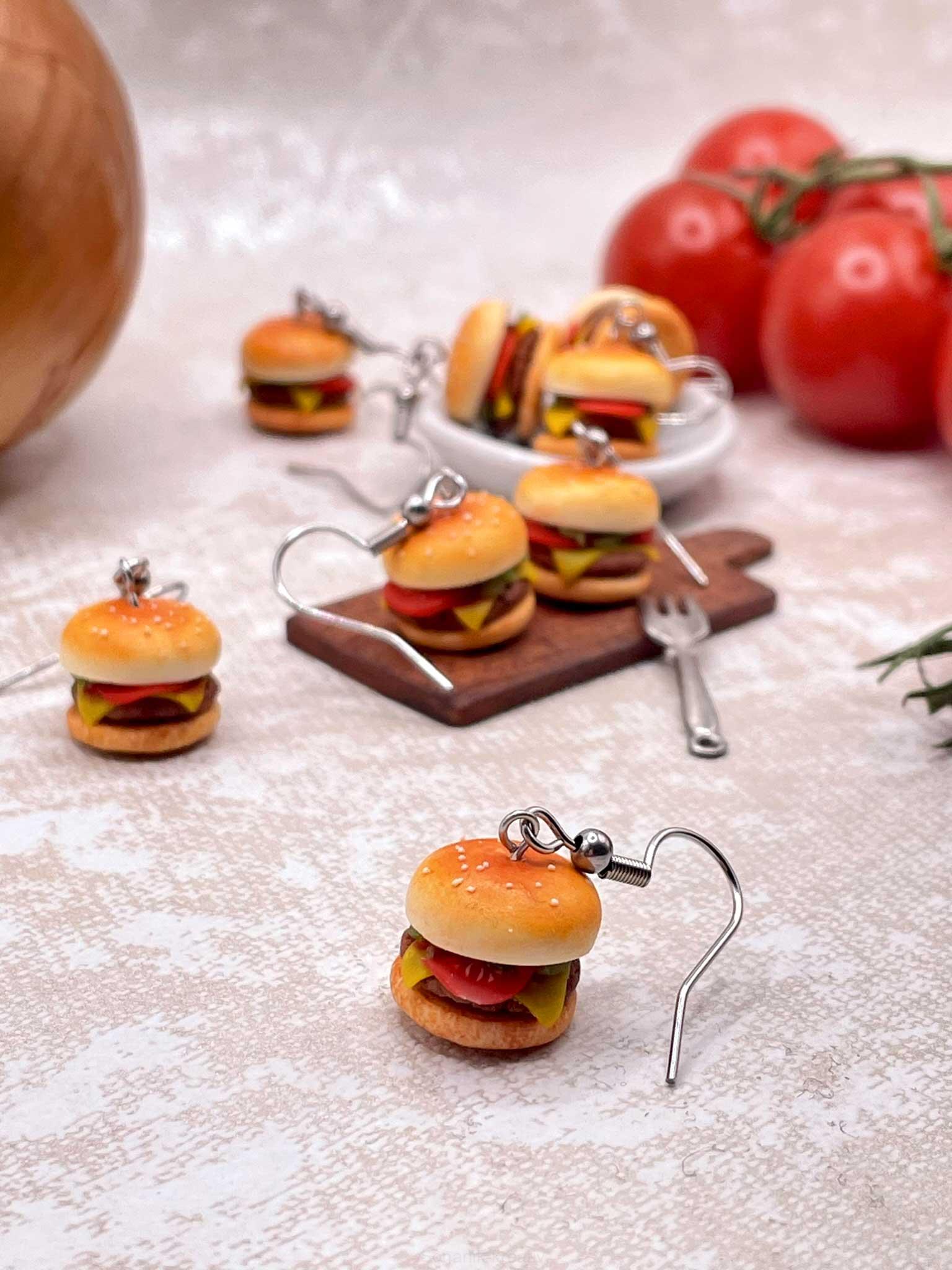 Náušnice hamburgery visací