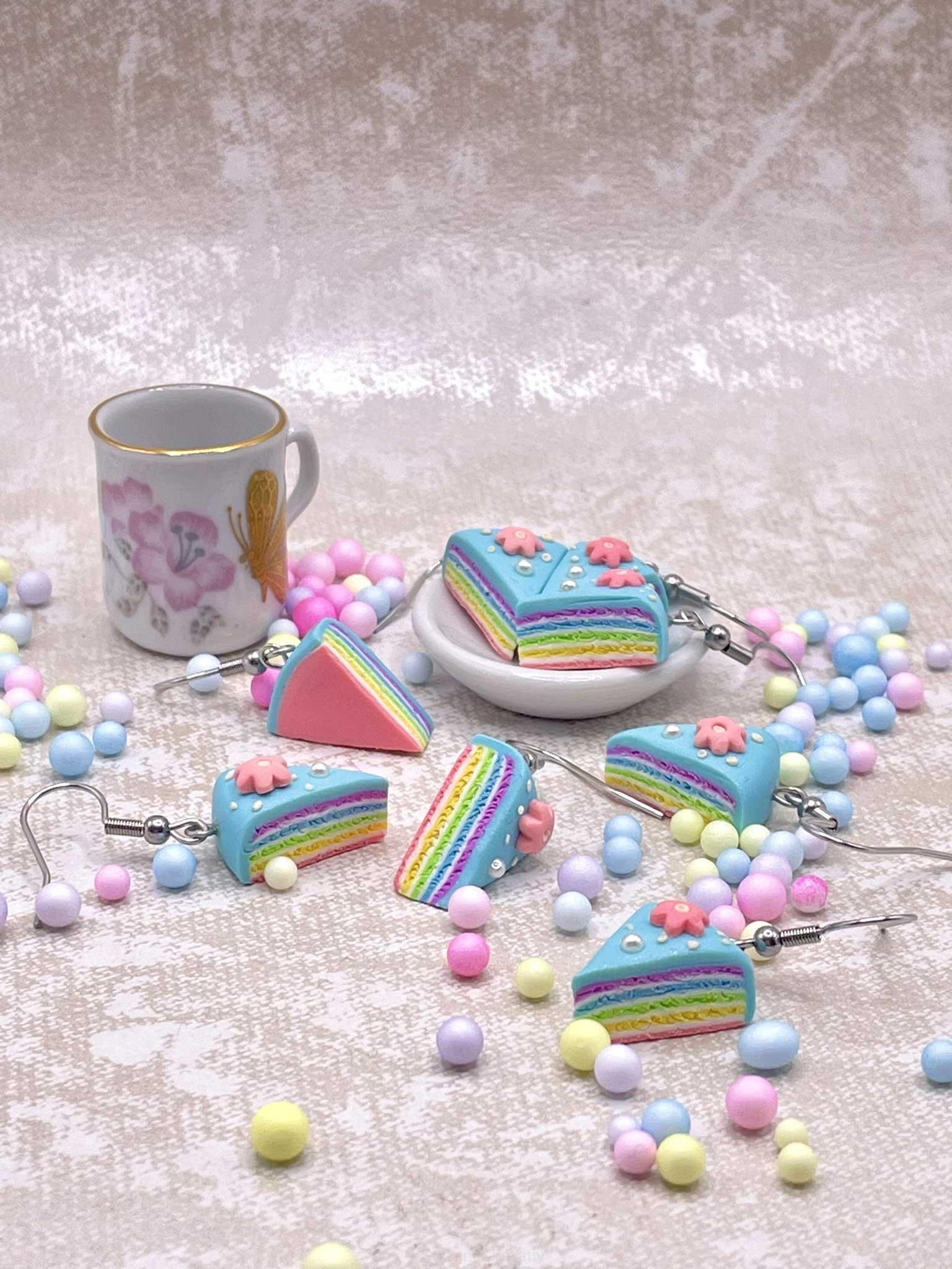 Náušnice Dort duhový