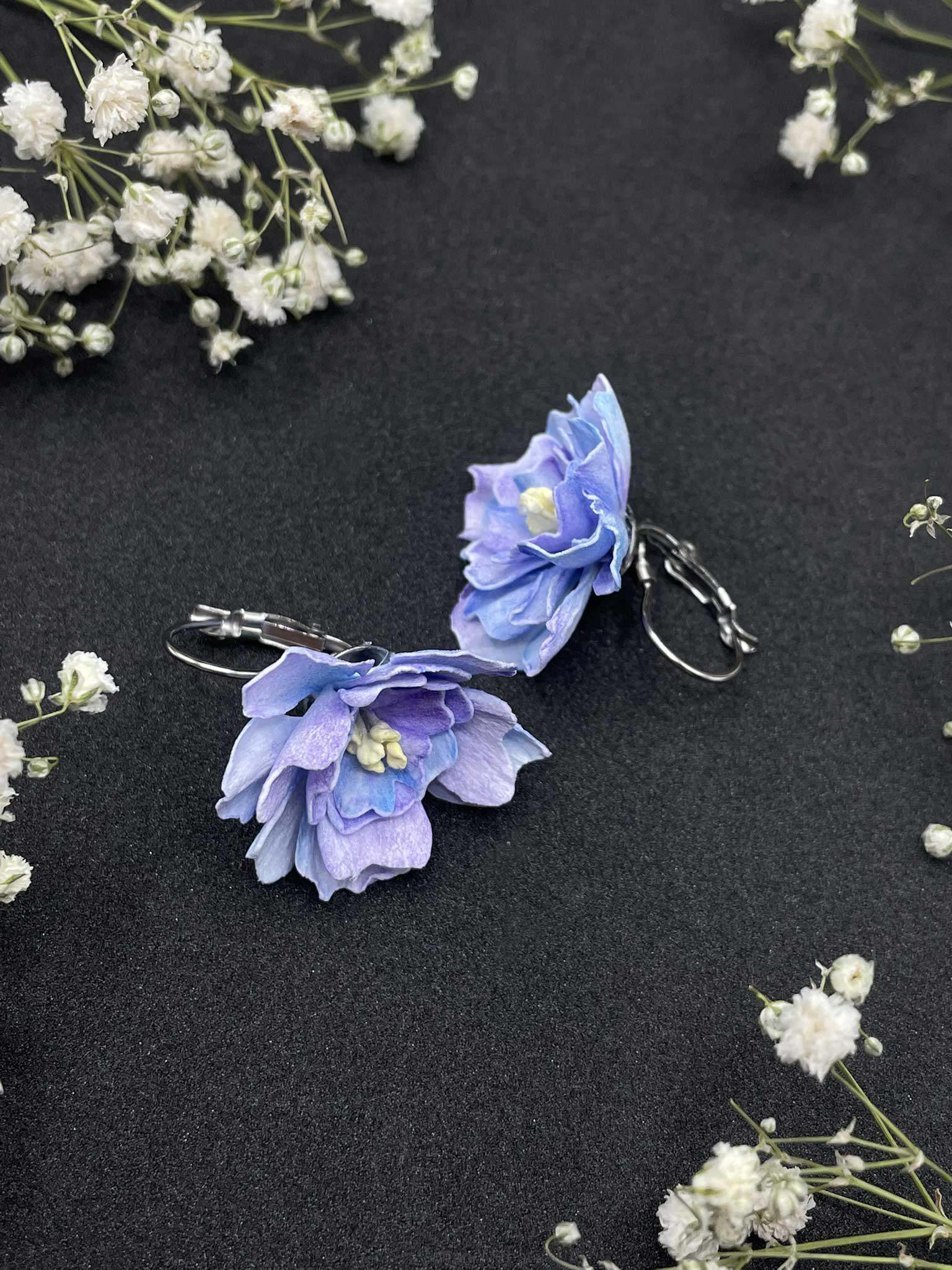 Náušnice Květy chrpy - visací