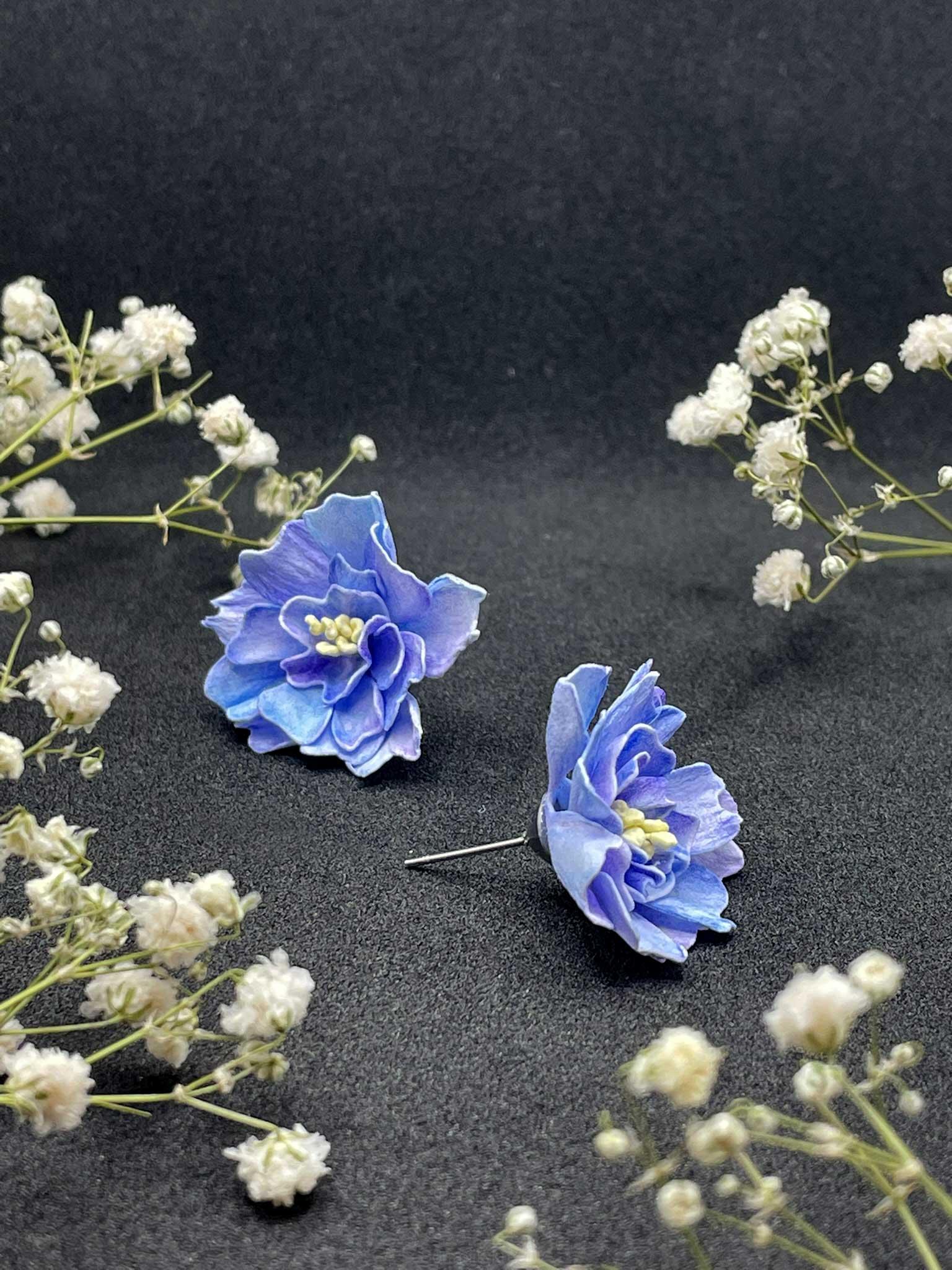 Náušnice Květy chrpy - puzety
