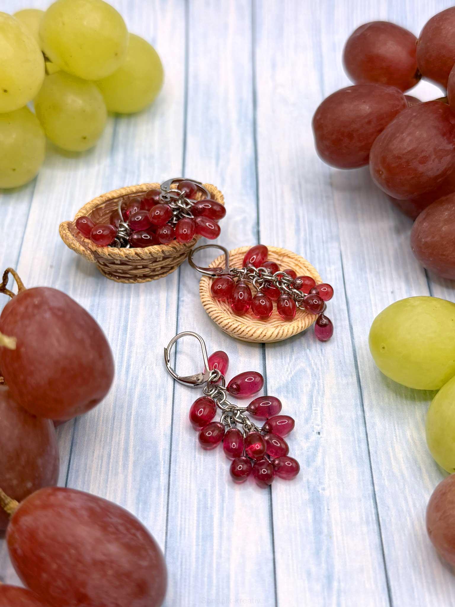 Náušnice Hrozny červené