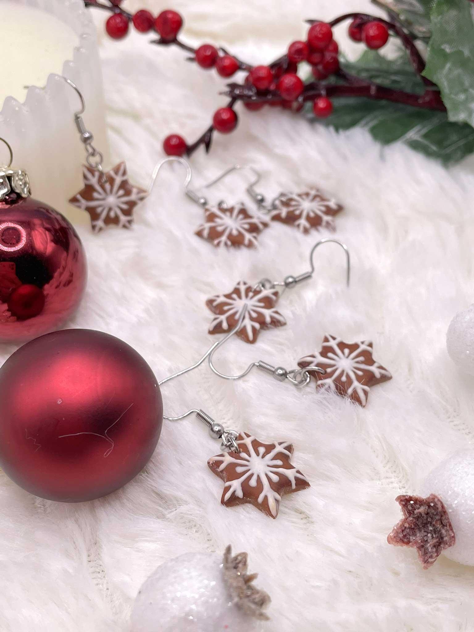 Náušnice vločky z perníku visací