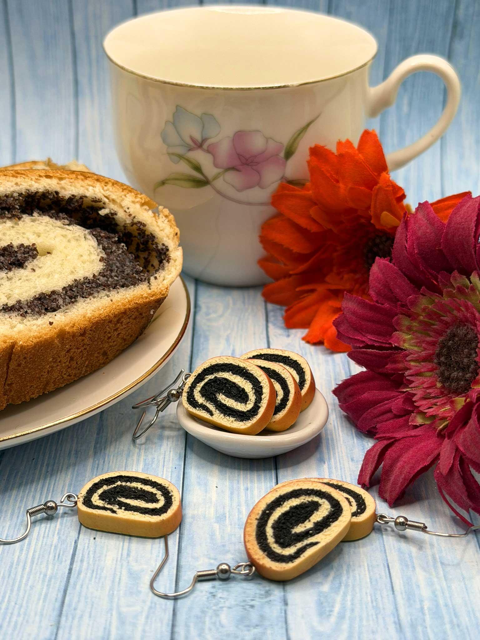 Náušnice Makový závin visací