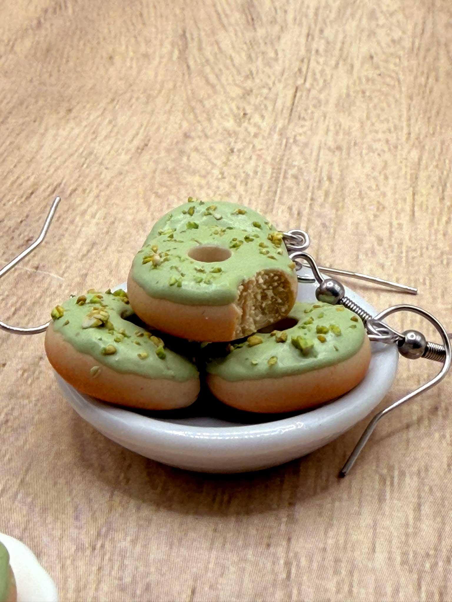 Náušnice Pistáciové donuty visací