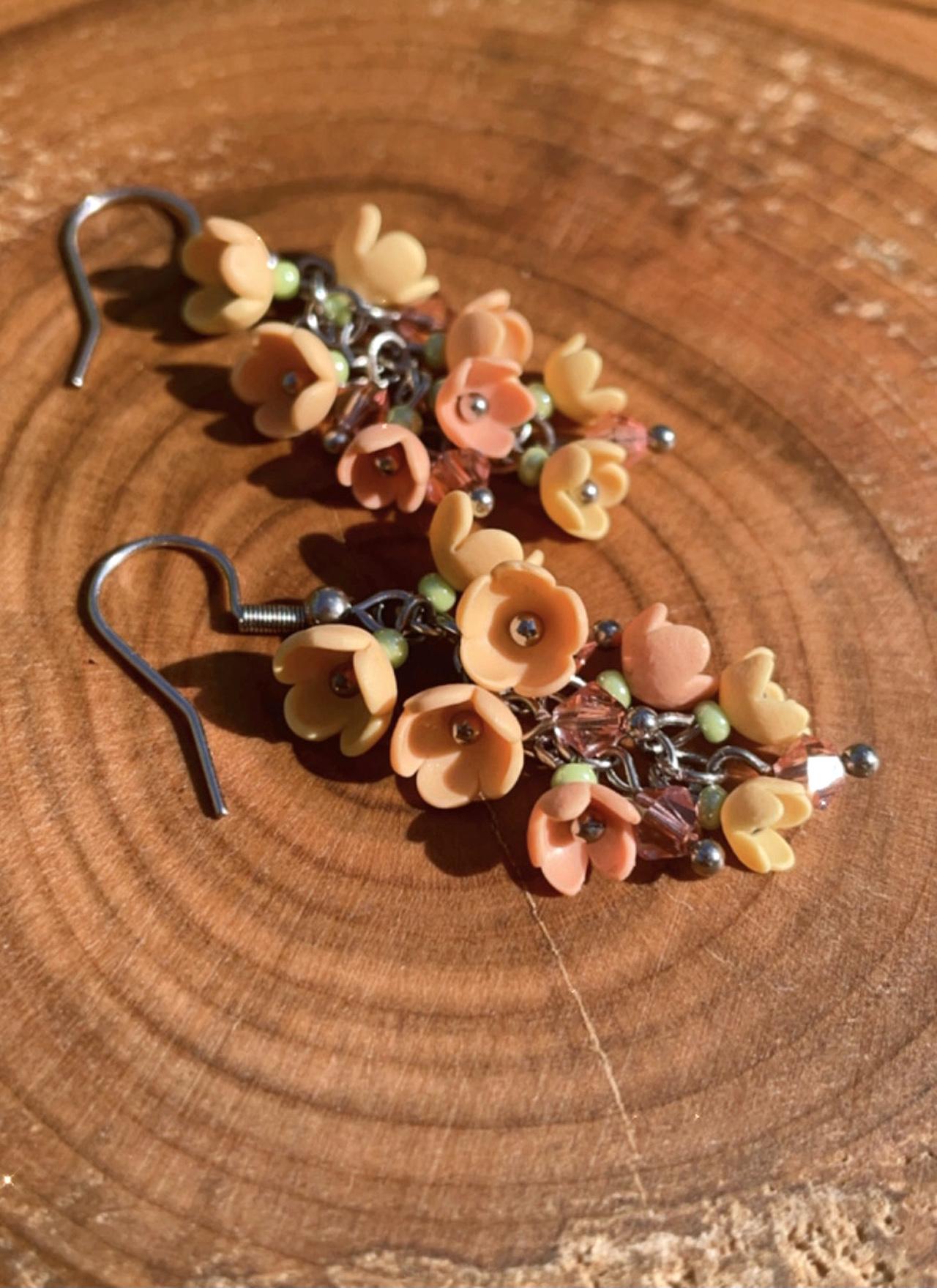 Náušnice broskvové květy