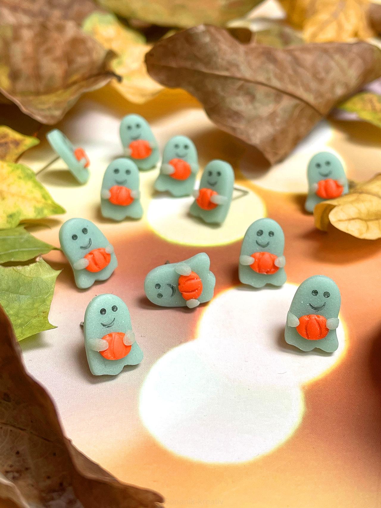 Náušnice duchové s dýní - svítící