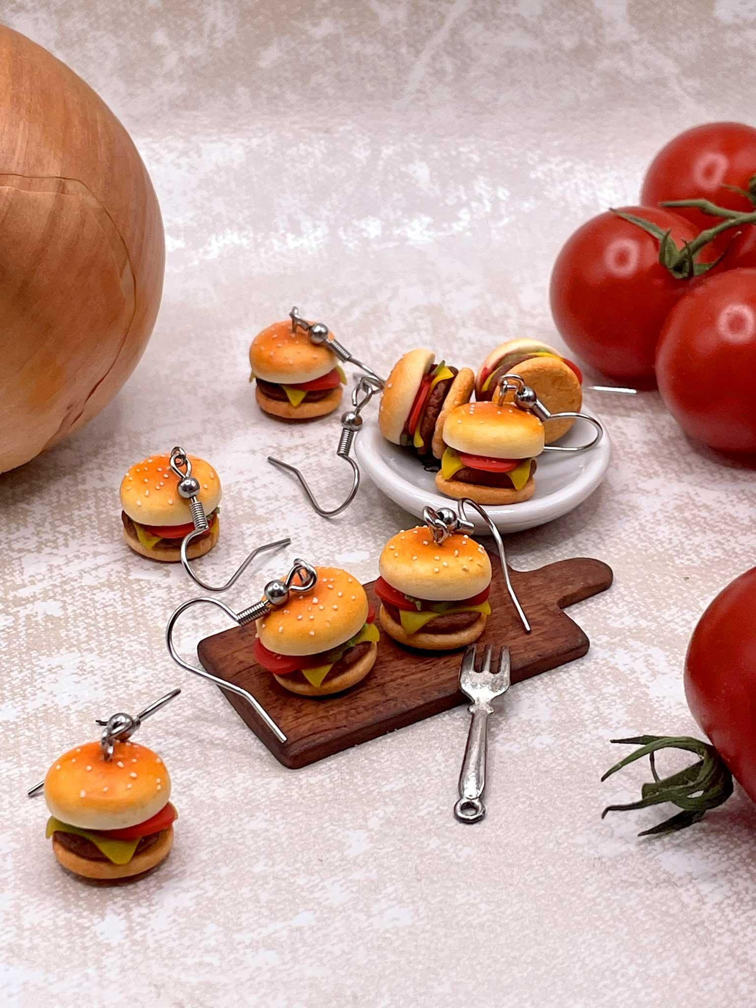 Náušnice hamburgery visací