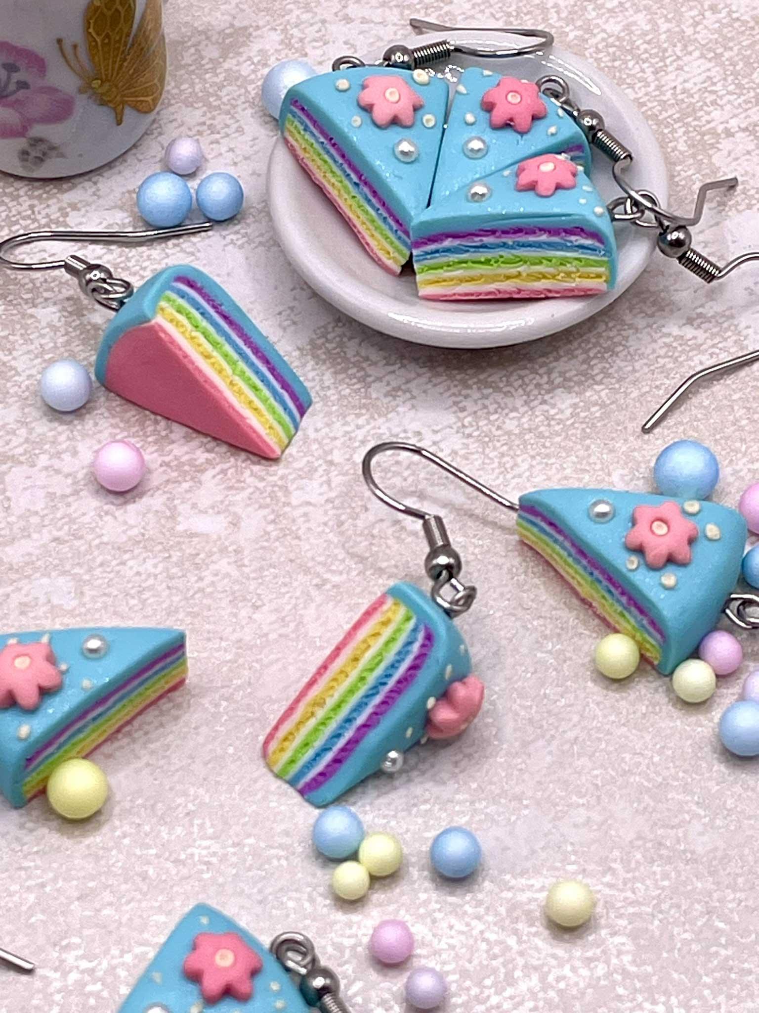 Náušnice Dort duhový