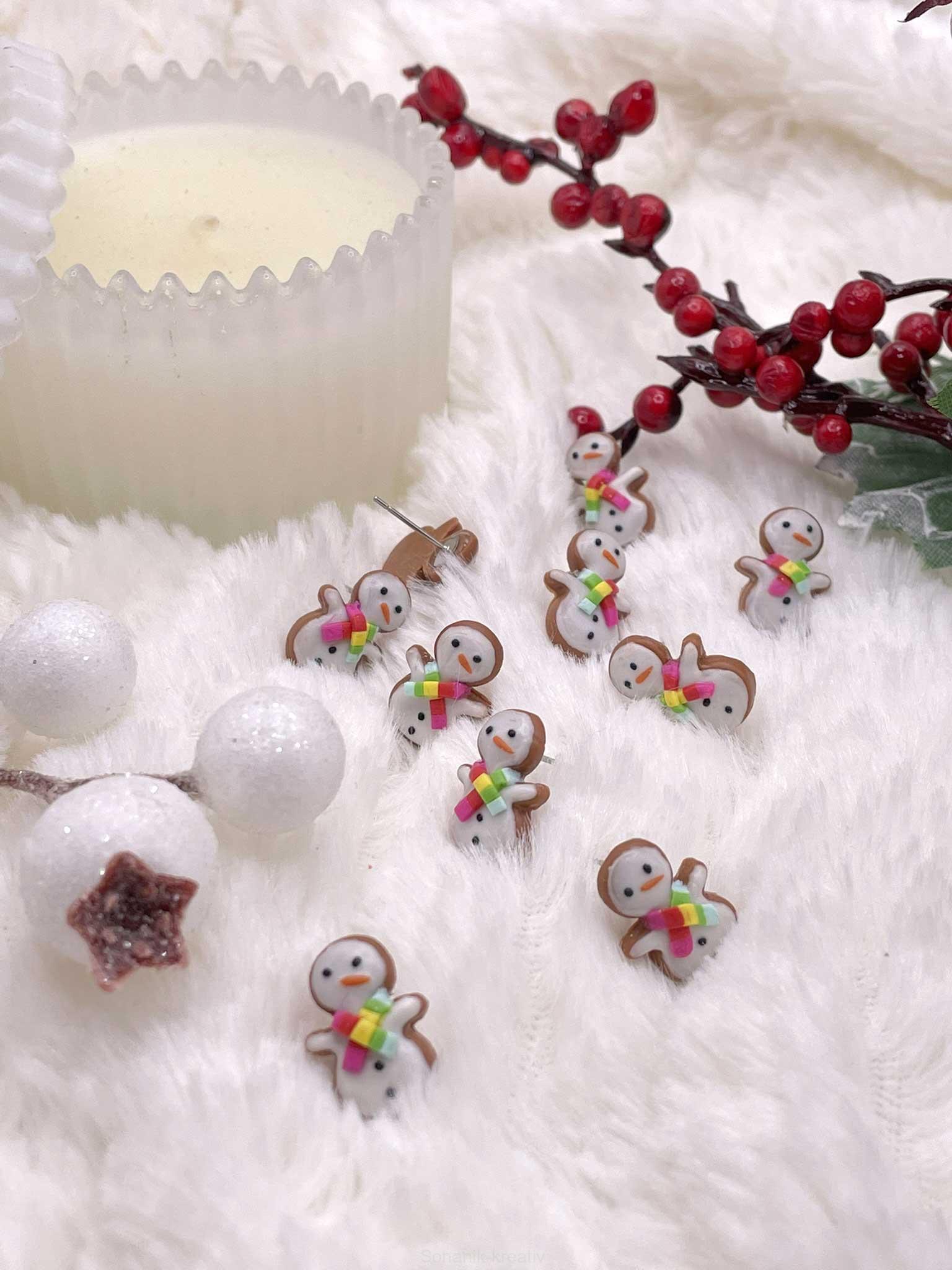 Náušnice sněhuláci pecky/napichovací