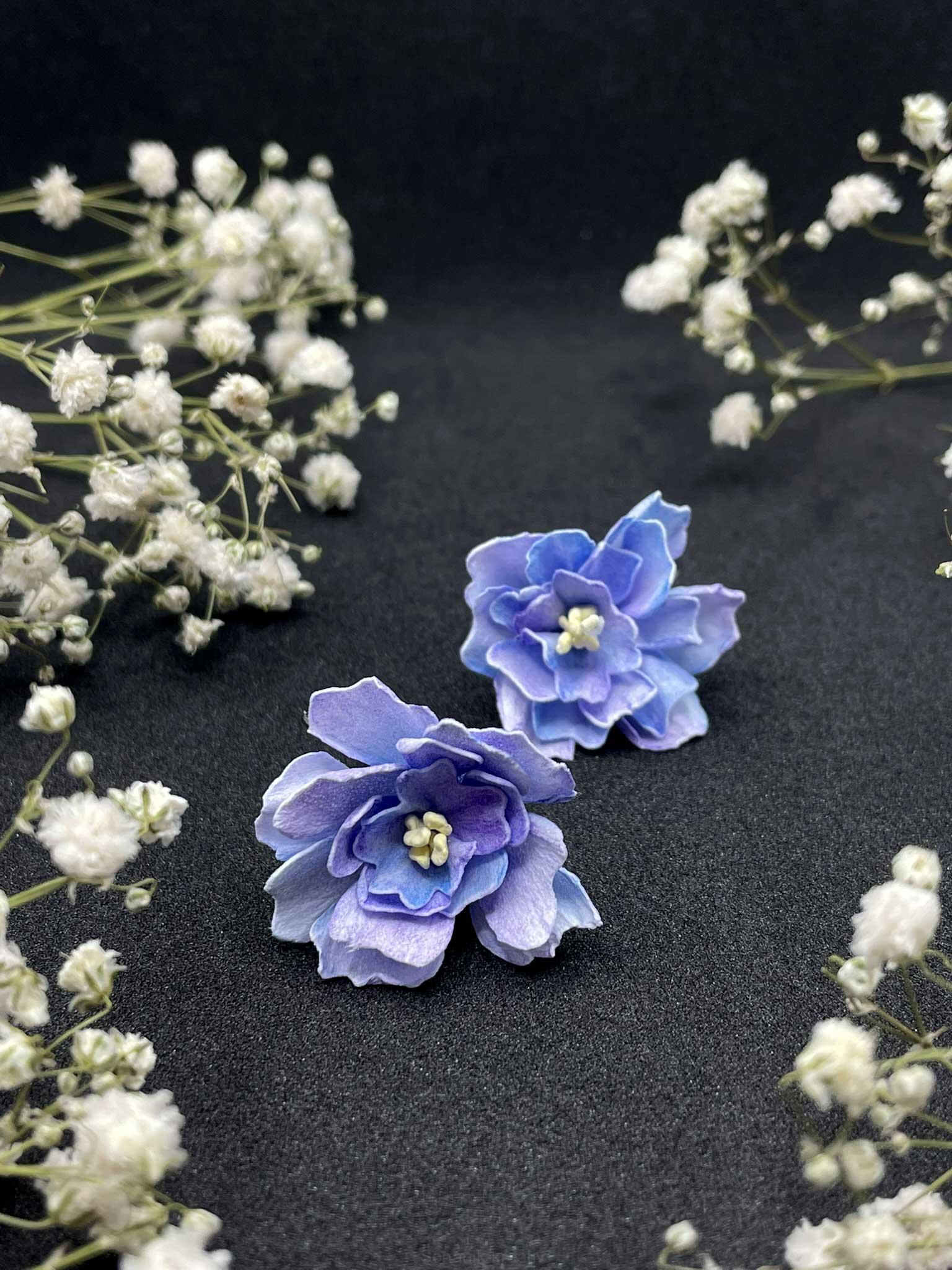 Náušnice Květy chrpy - visací