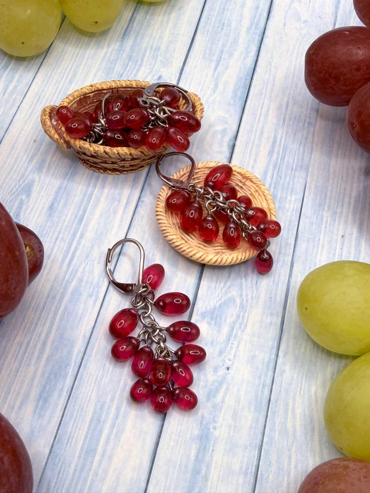 Náušnice Hrozny červené