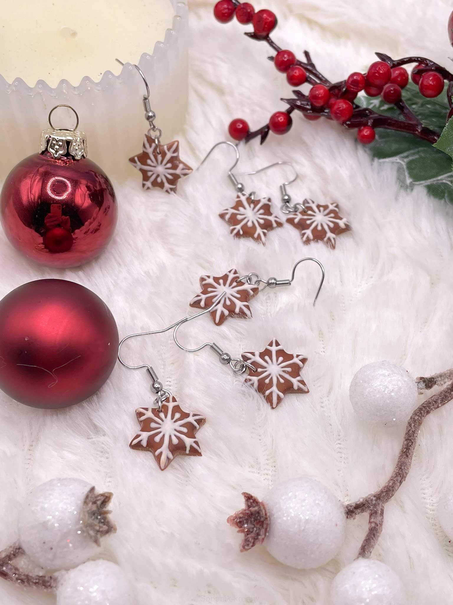 Náušnice vločky z perníku visací