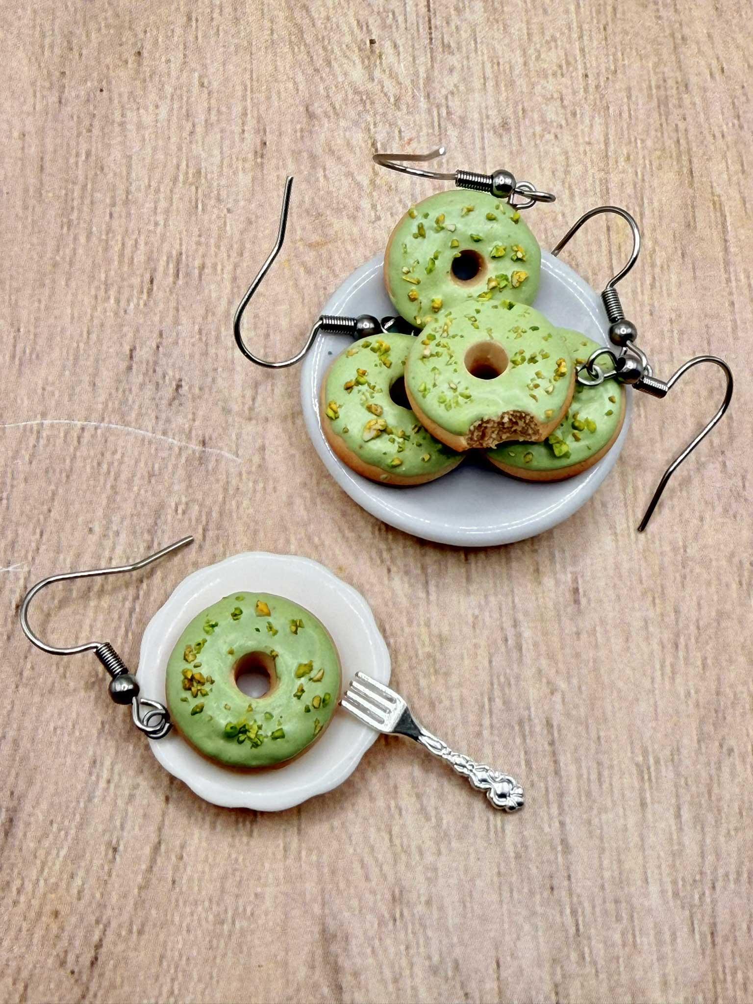 Náušnice Pistáciové donuty visací