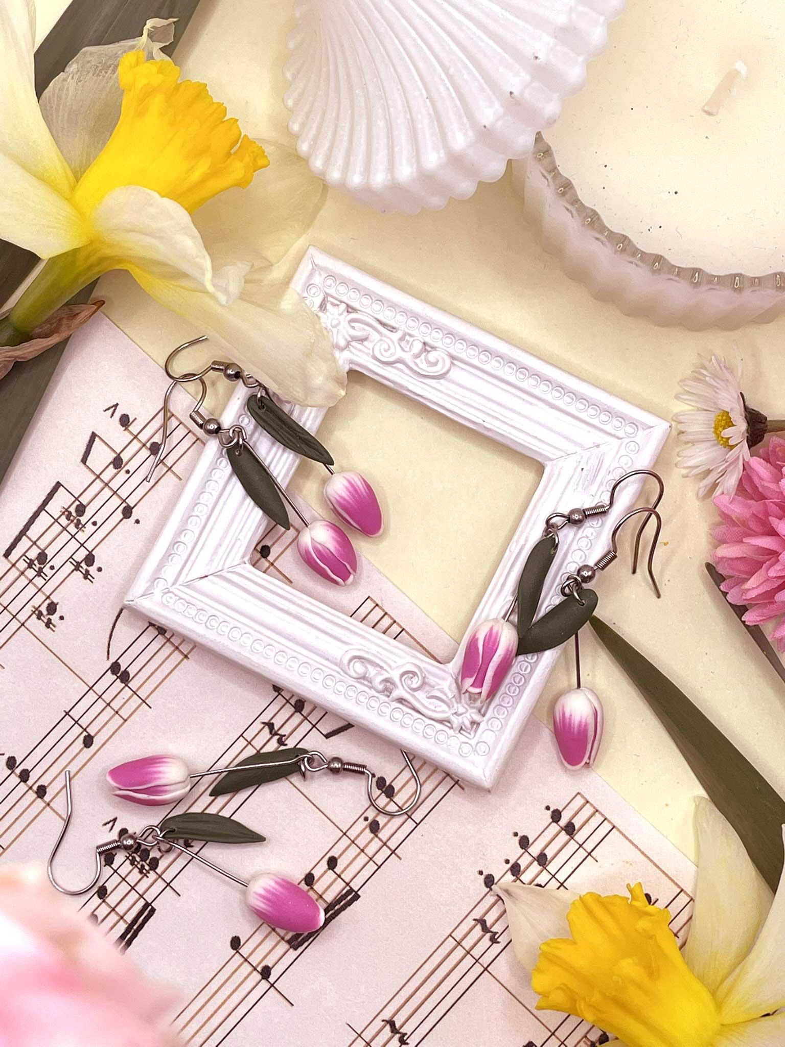 Náušnice tulipány visací