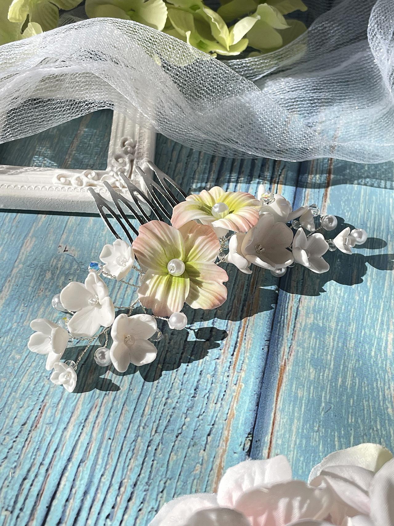 Zdobený hřebínek Hortenzie