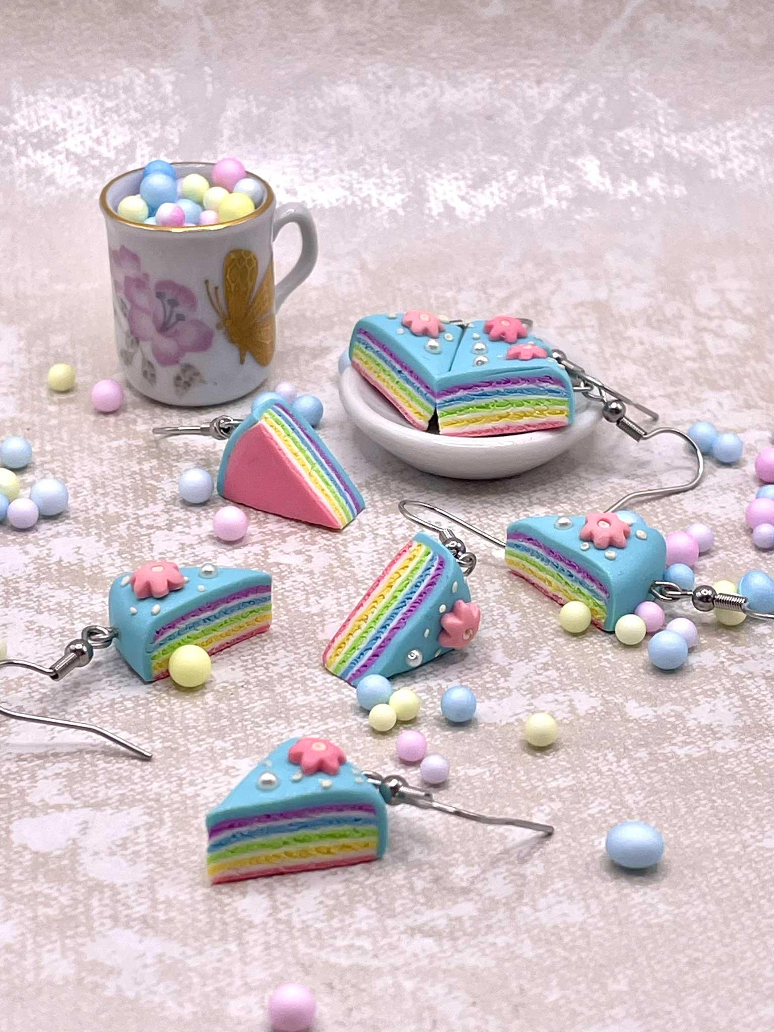 Náušnice Dort duhový