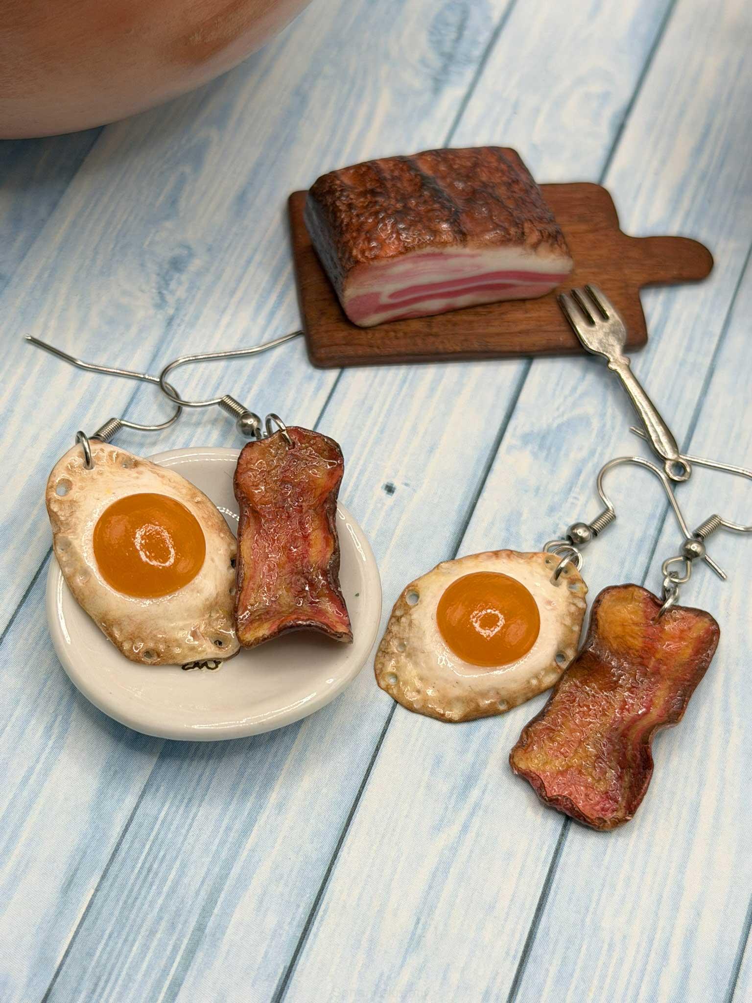 Náušnice slanina s vejcem