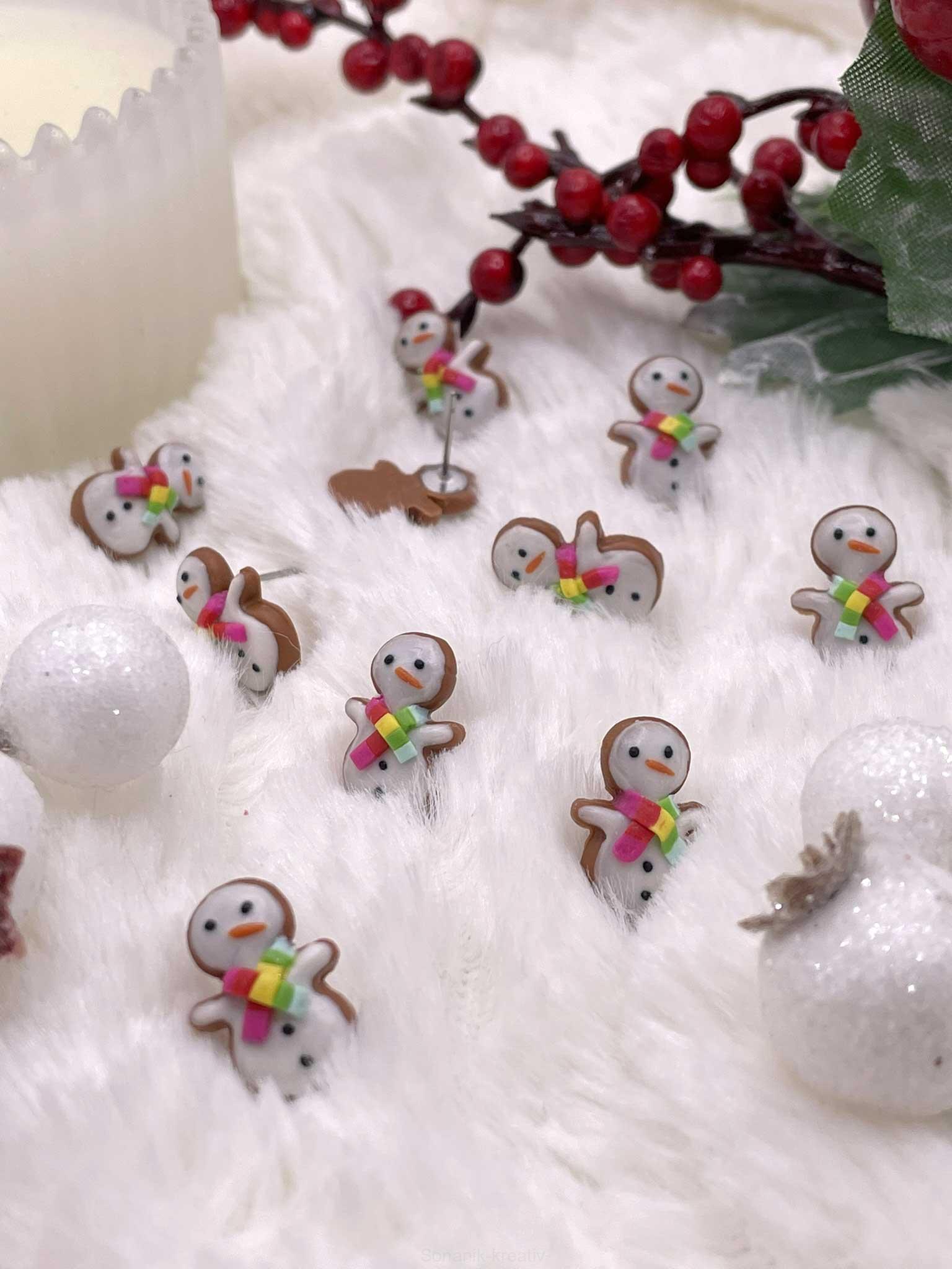 Náušnice sněhuláci pecky/napichovací