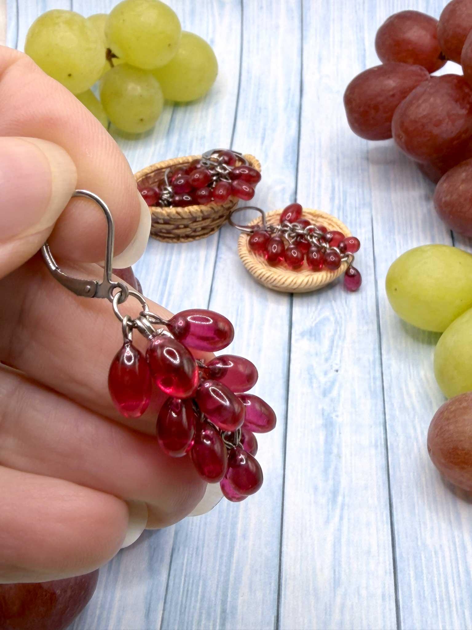 Náušnice Hrozny červené