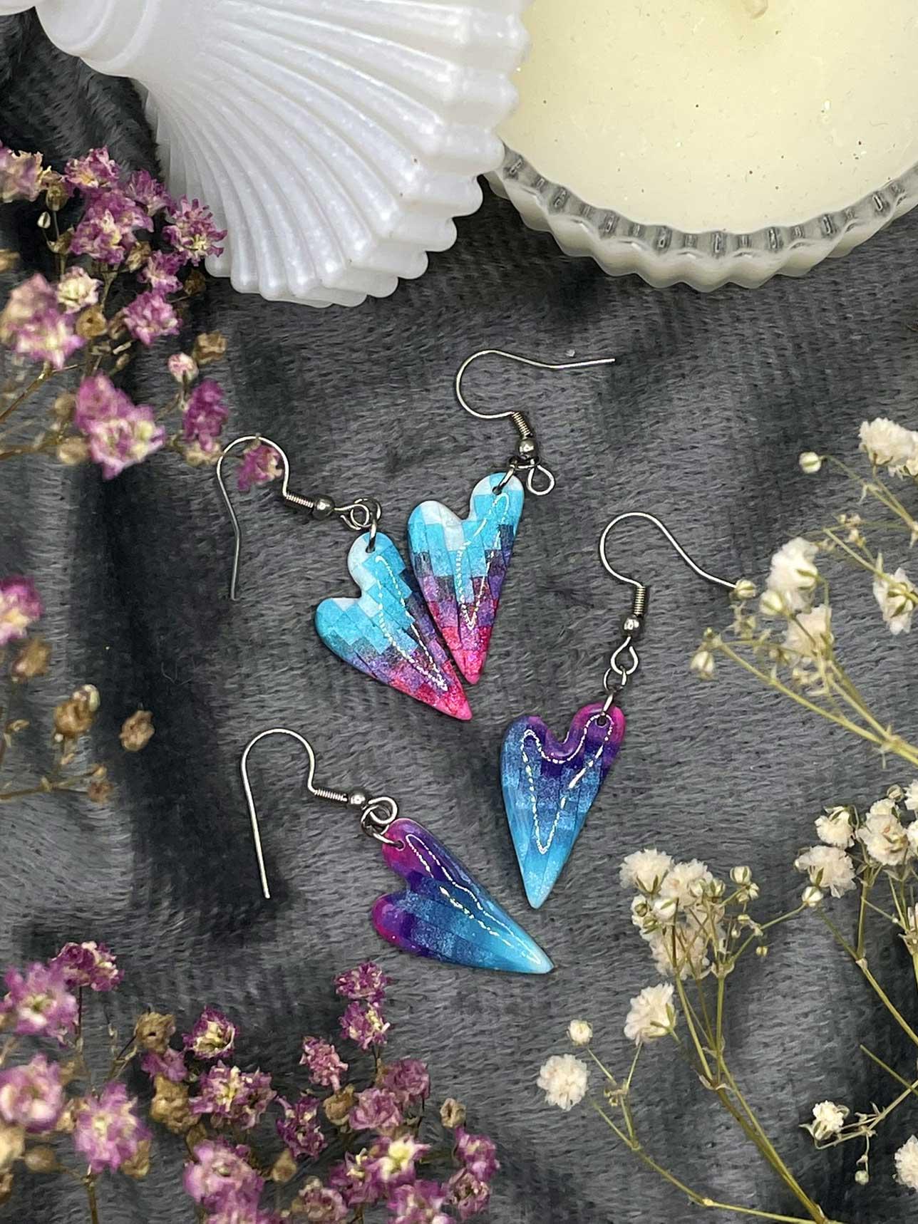 Náušnice Nepravidelné srdce visací