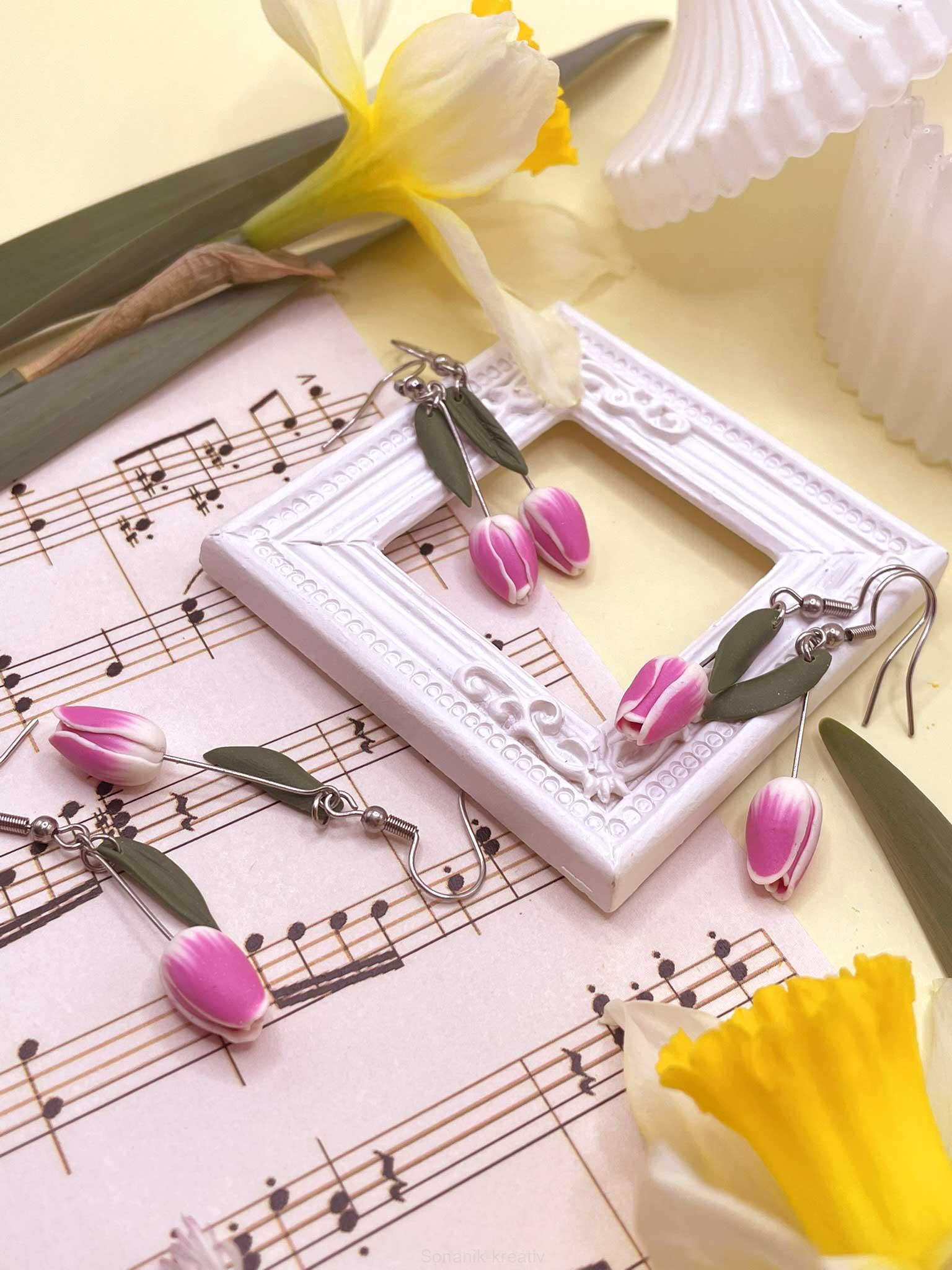 Náušnice tulipány visací