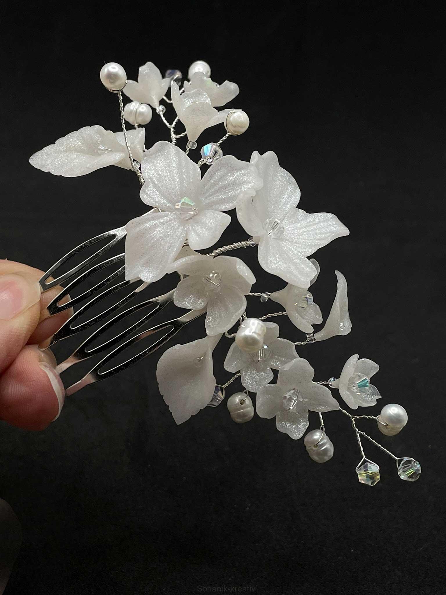 Zdobený hřebínek Ledové květy