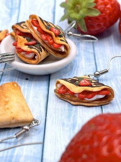 Náušnice jahodové palačinky visací