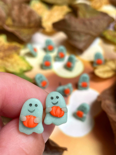 Náušnice duchové s dýní - svítící