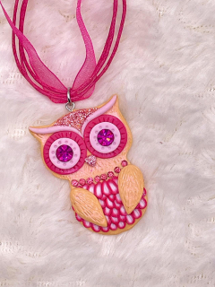 Přívěsek sovička růžová