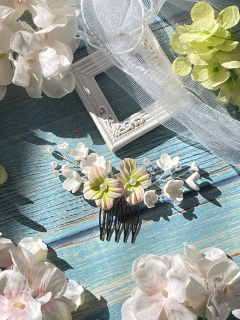 Zdobený hřebínek Hortenzie