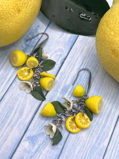 Náušnice citrony s květy