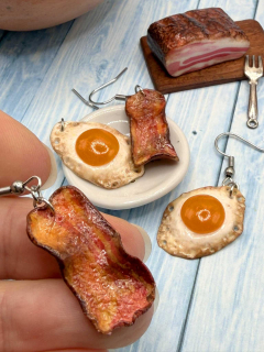 Náušnice slanina s vejcem