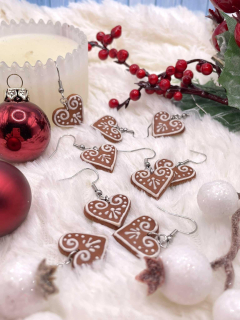 Náušnice Perníková srdce visací