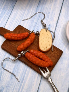 Náušnice klobásky a chleba