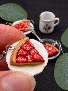 Náušnice visací Jahodový koláč